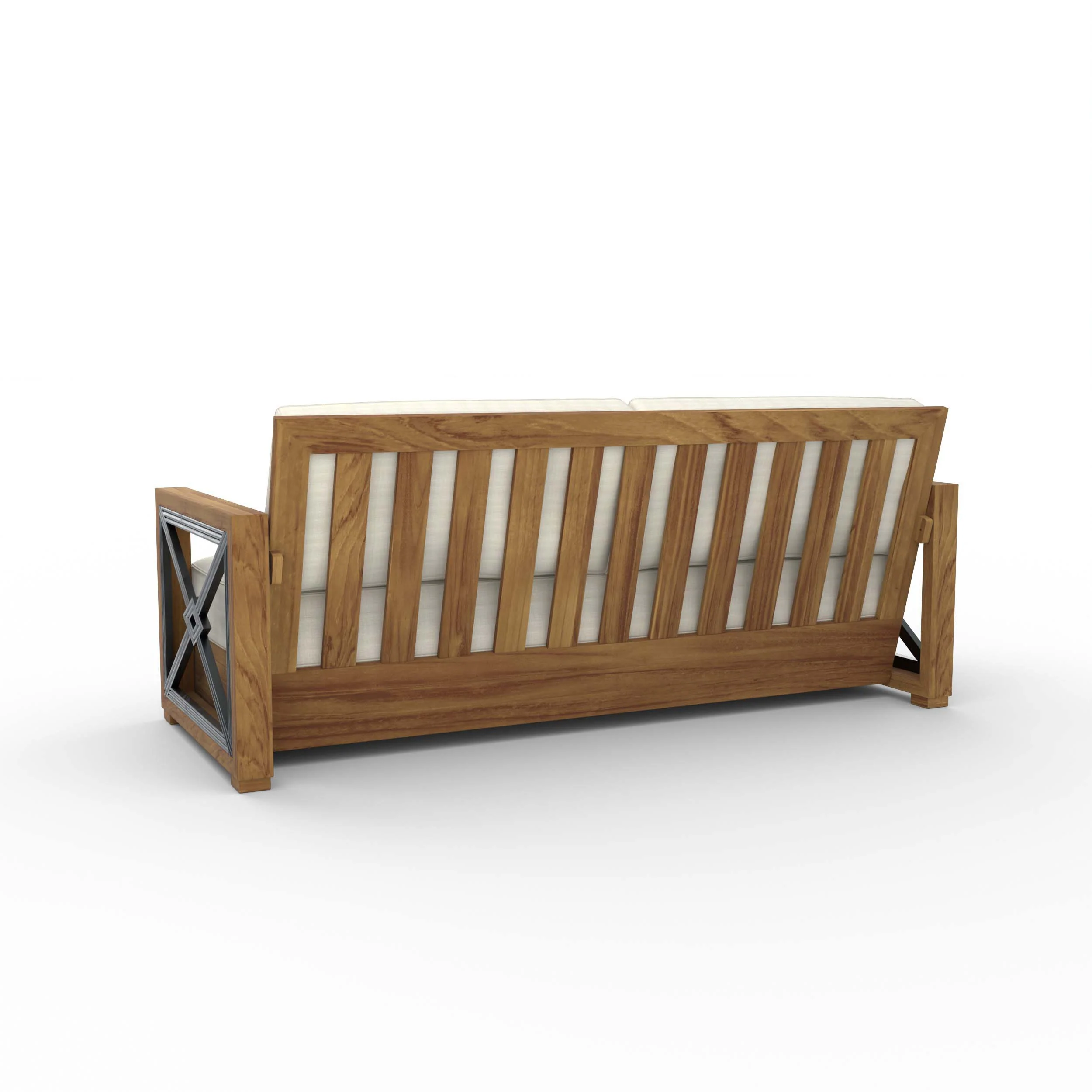 Provence Teak Wood Patio Sofa with Ivory Cushion - Image 29