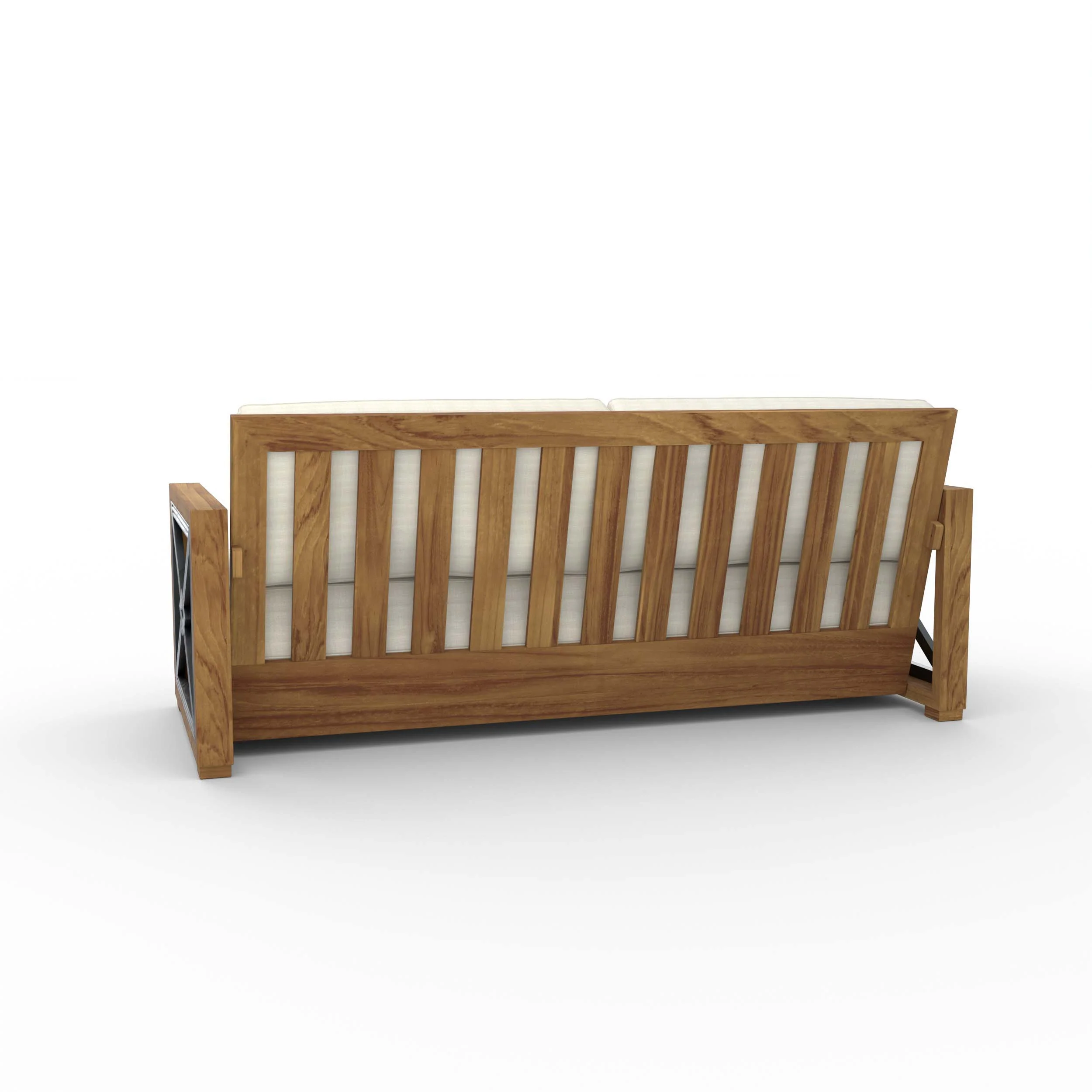Provence Teak Wood Patio Sofa with Ivory Cushion - Image 30