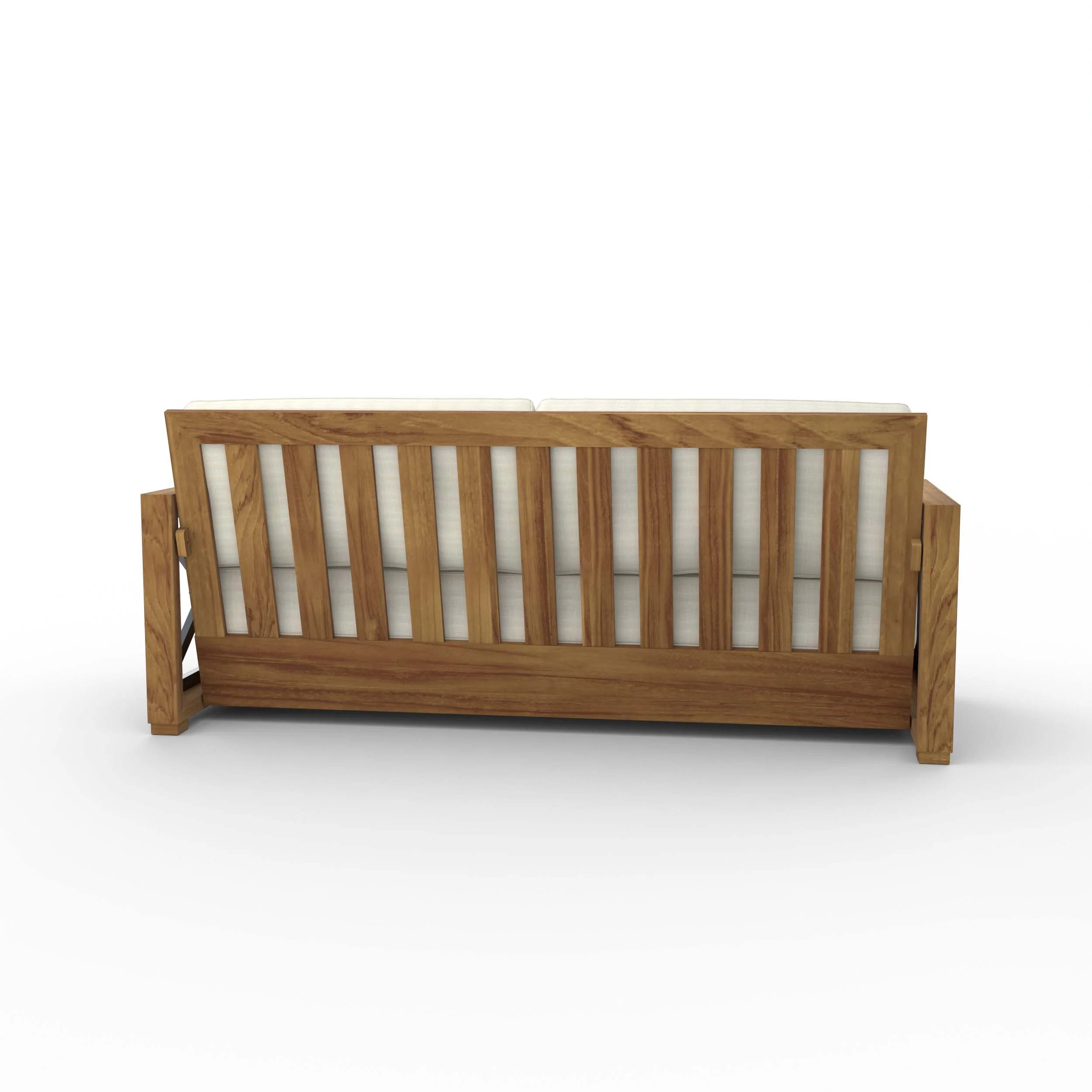 Provence Teak Wood Patio Sofa with Ivory Cushion - Image 33