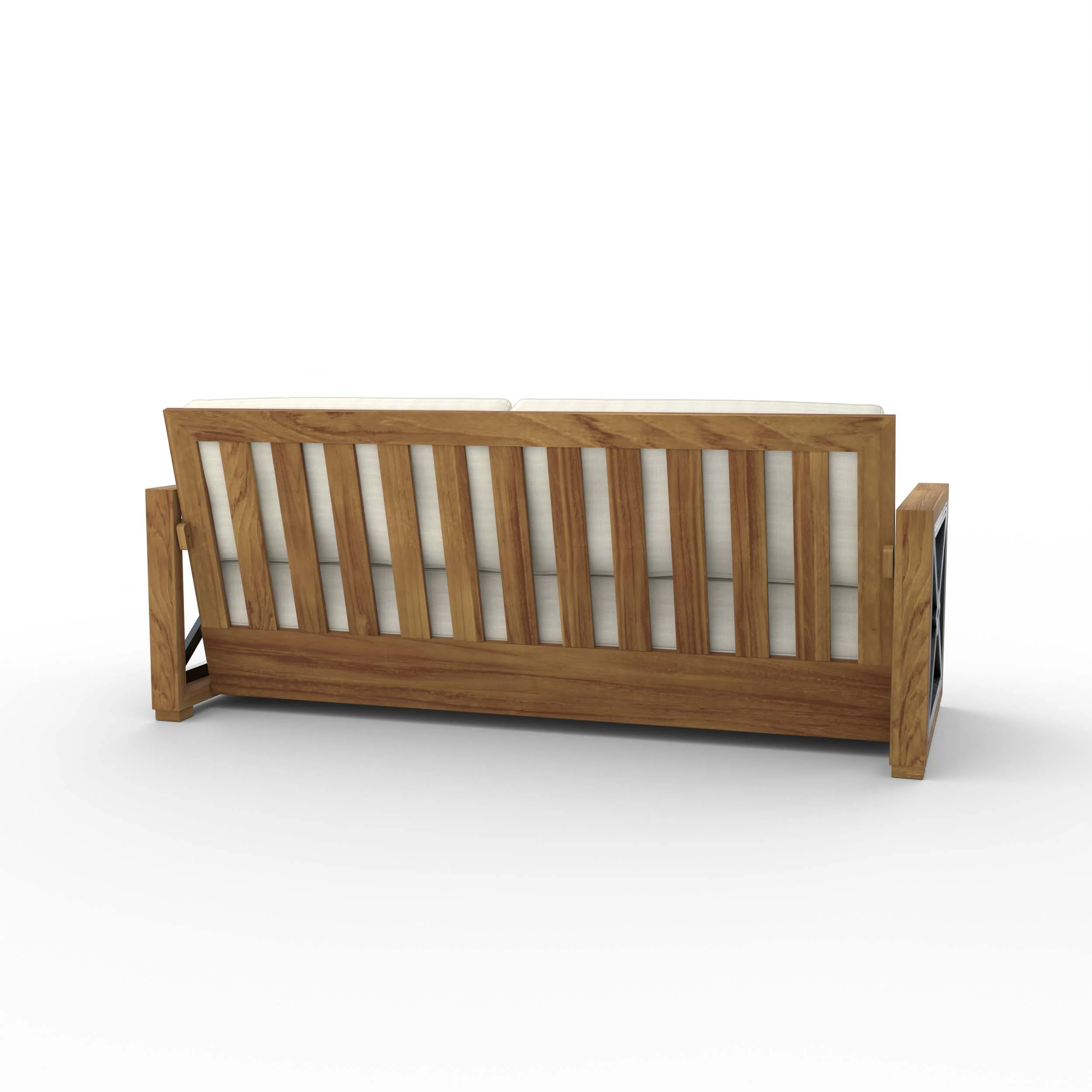 Provence Teak Wood Patio Sofa with Ivory Cushion - Image 34