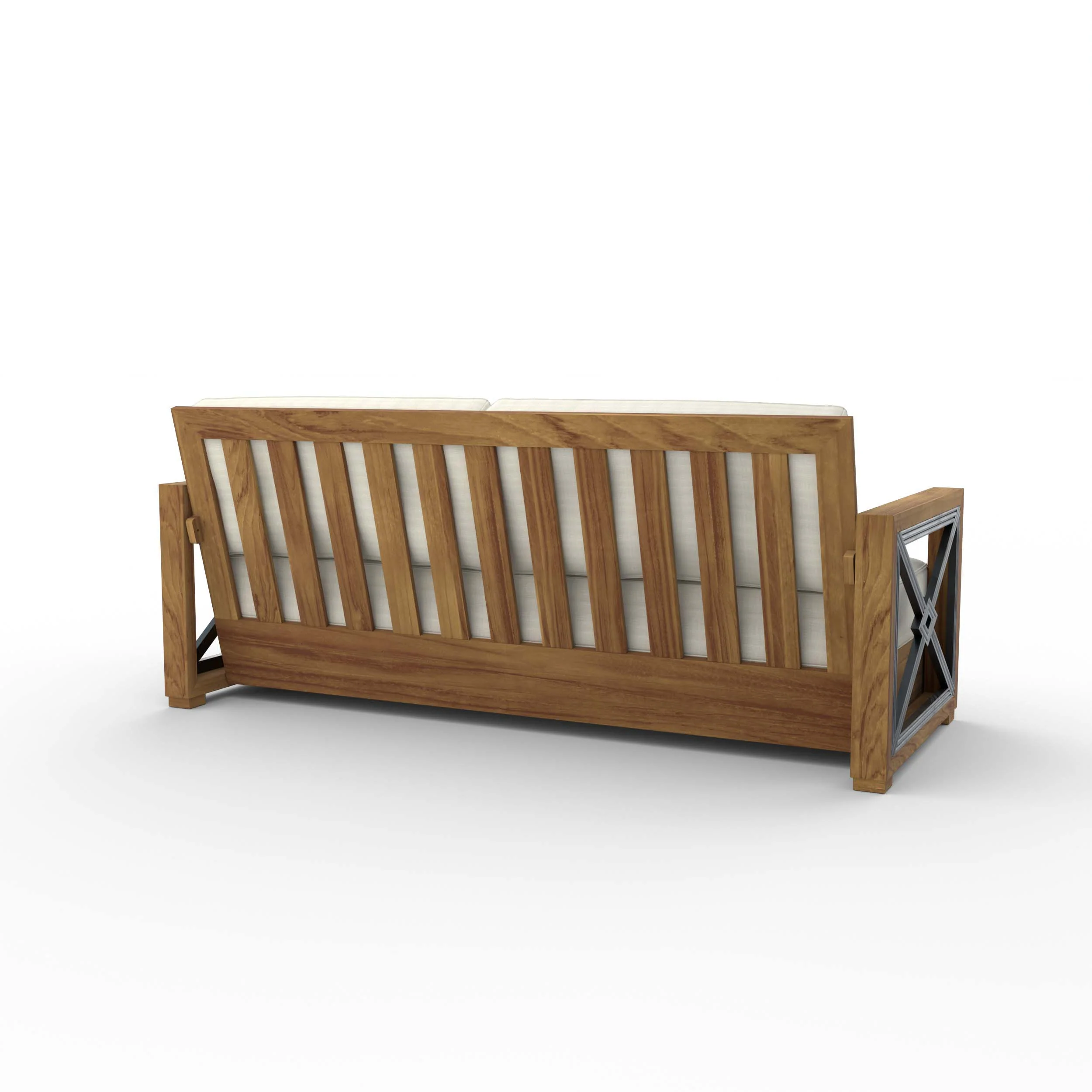 Provence Teak Wood Patio Sofa with Ivory Cushion - Image 35
