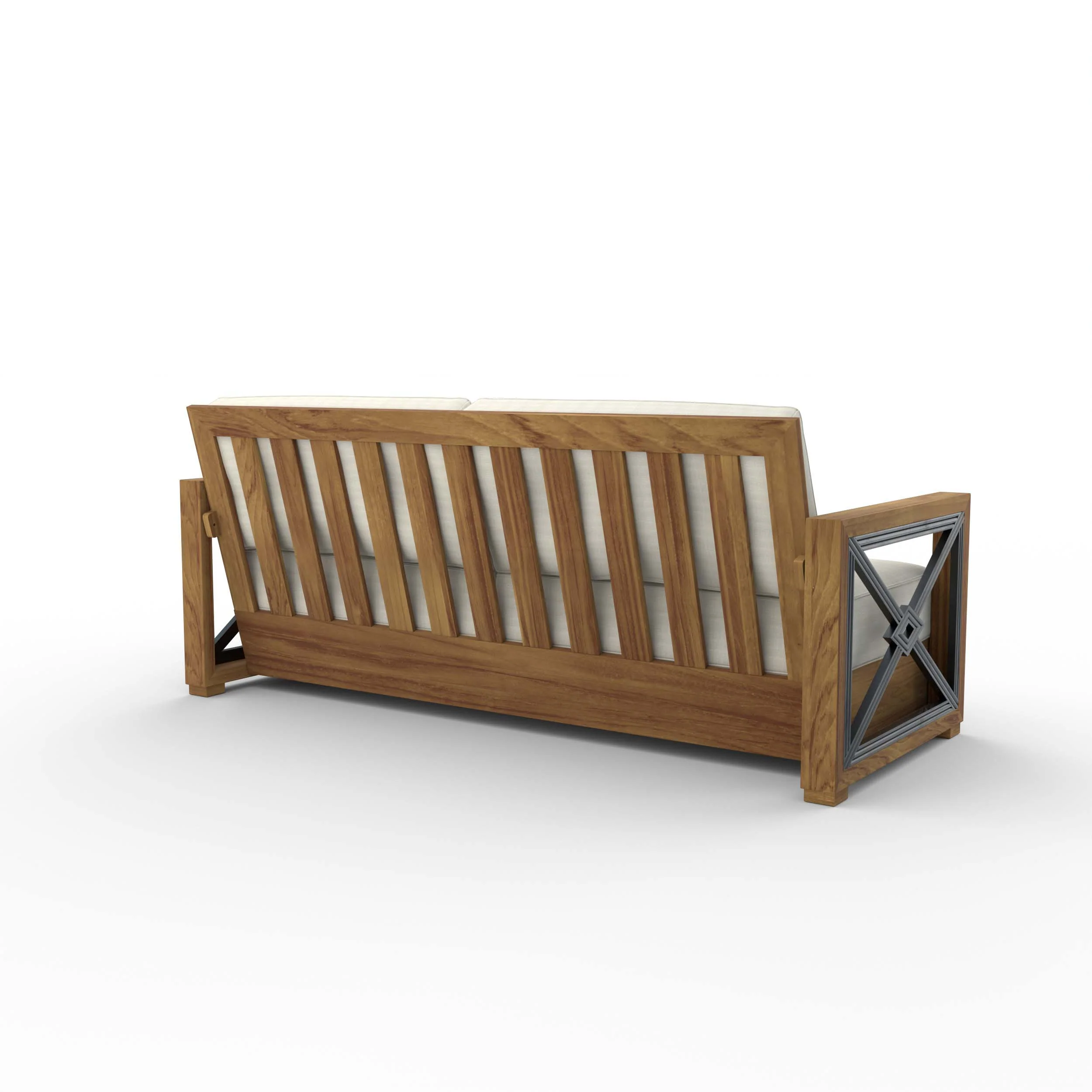 Provence Teak Wood Patio Sofa with Ivory Cushion - Image 36