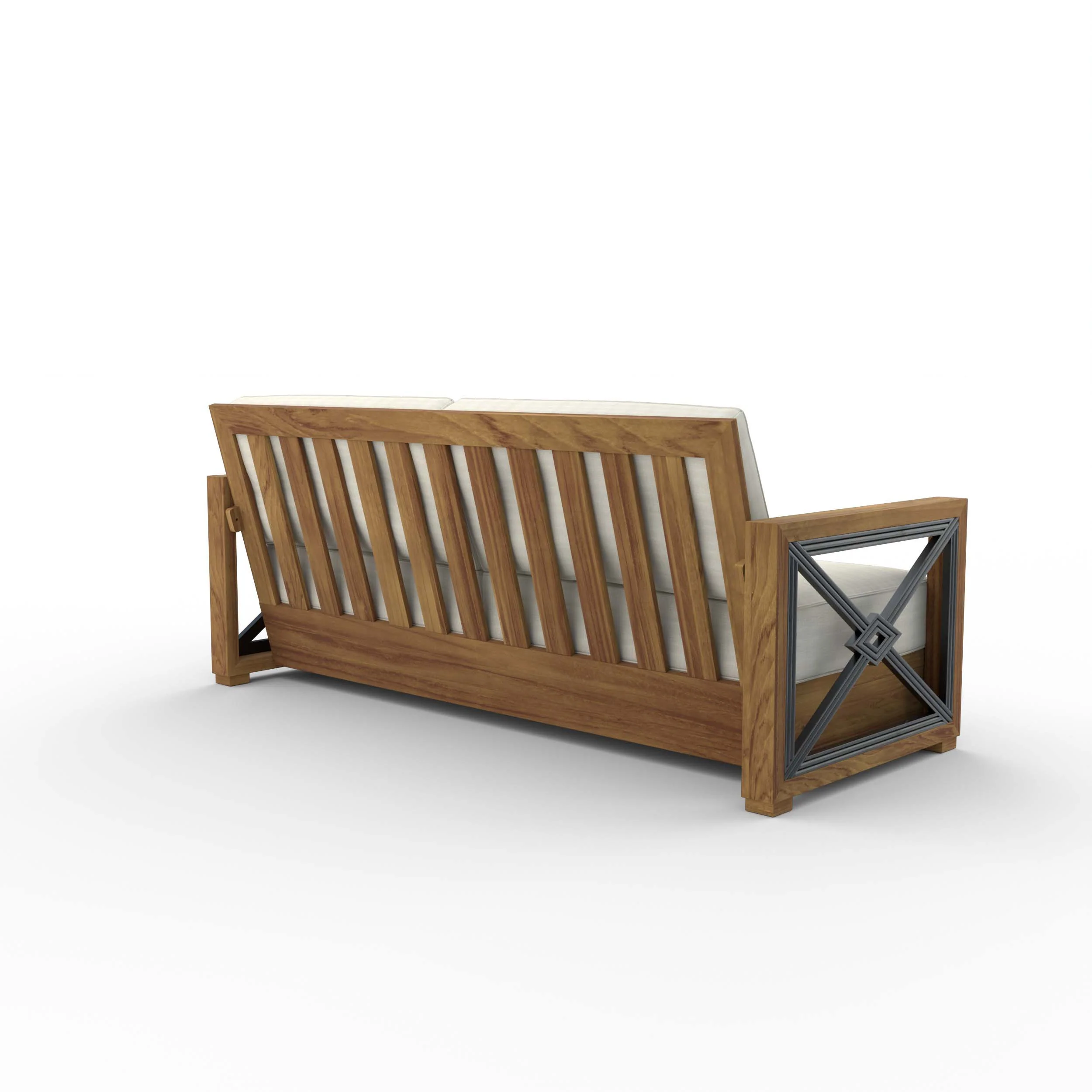 Provence Teak Wood Patio Sofa with Ivory Cushion - Image 37