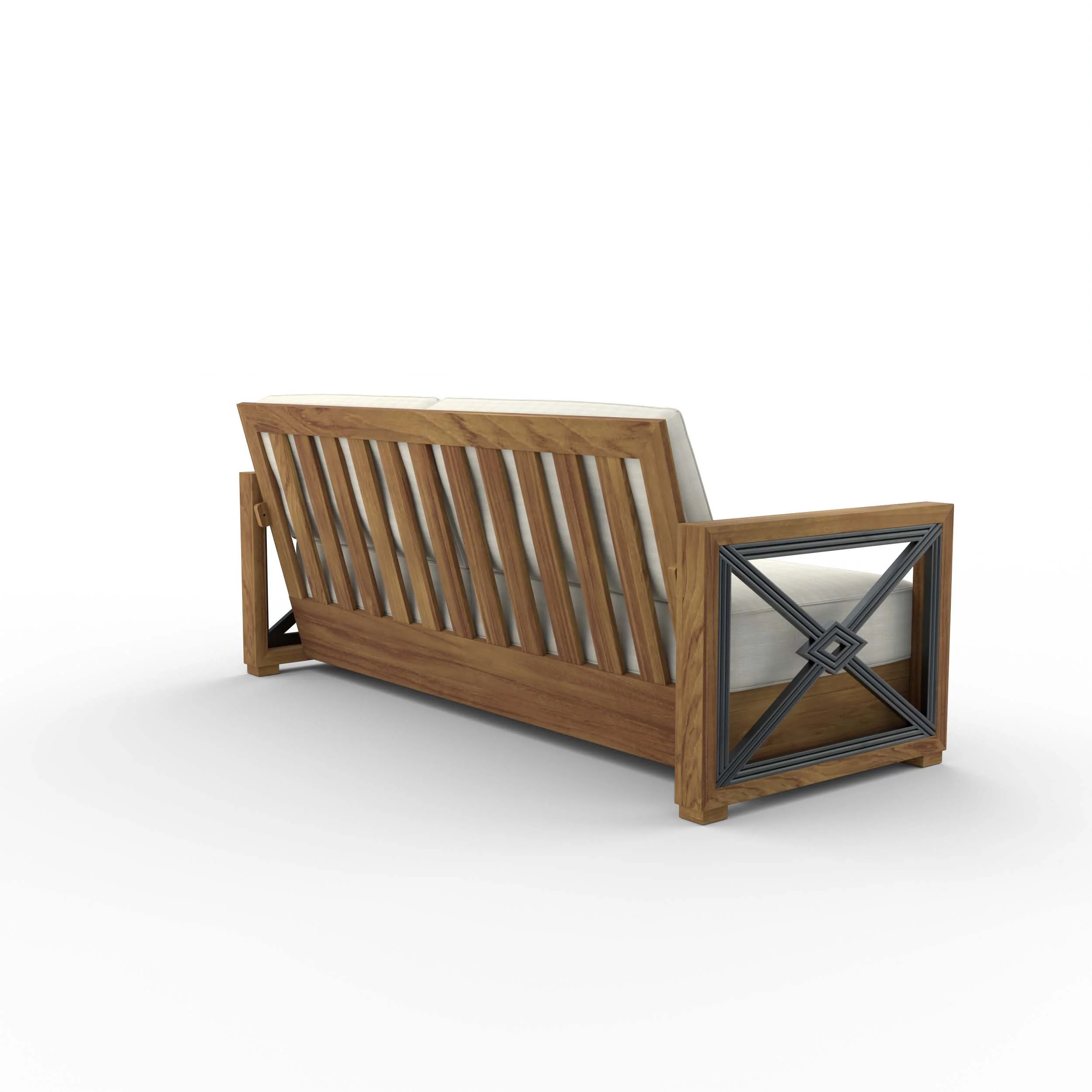 Provence Teak Wood Patio Sofa with Ivory Cushion - Image 38
