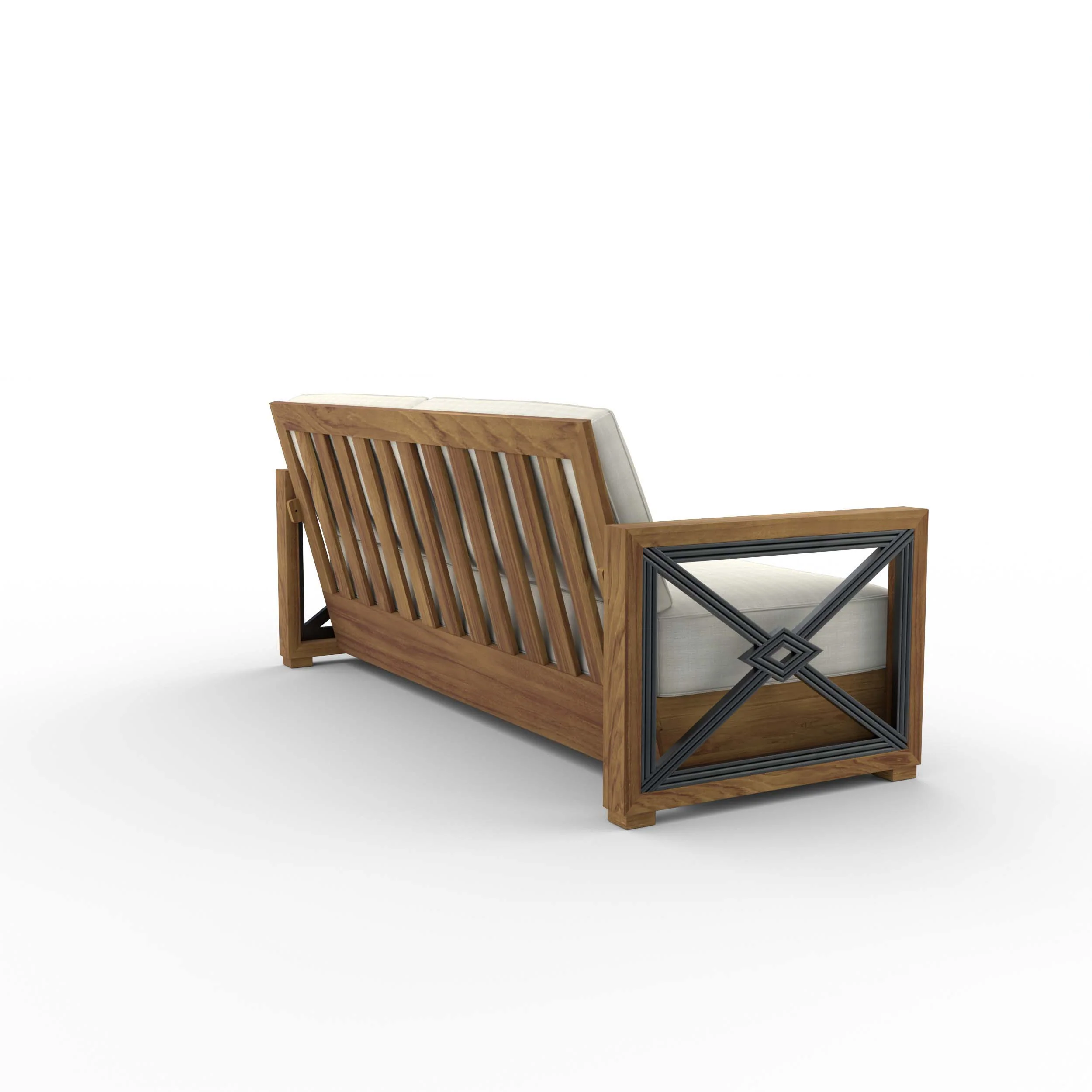 Provence Teak Wood Patio Sofa with Ivory Cushion - Image 39