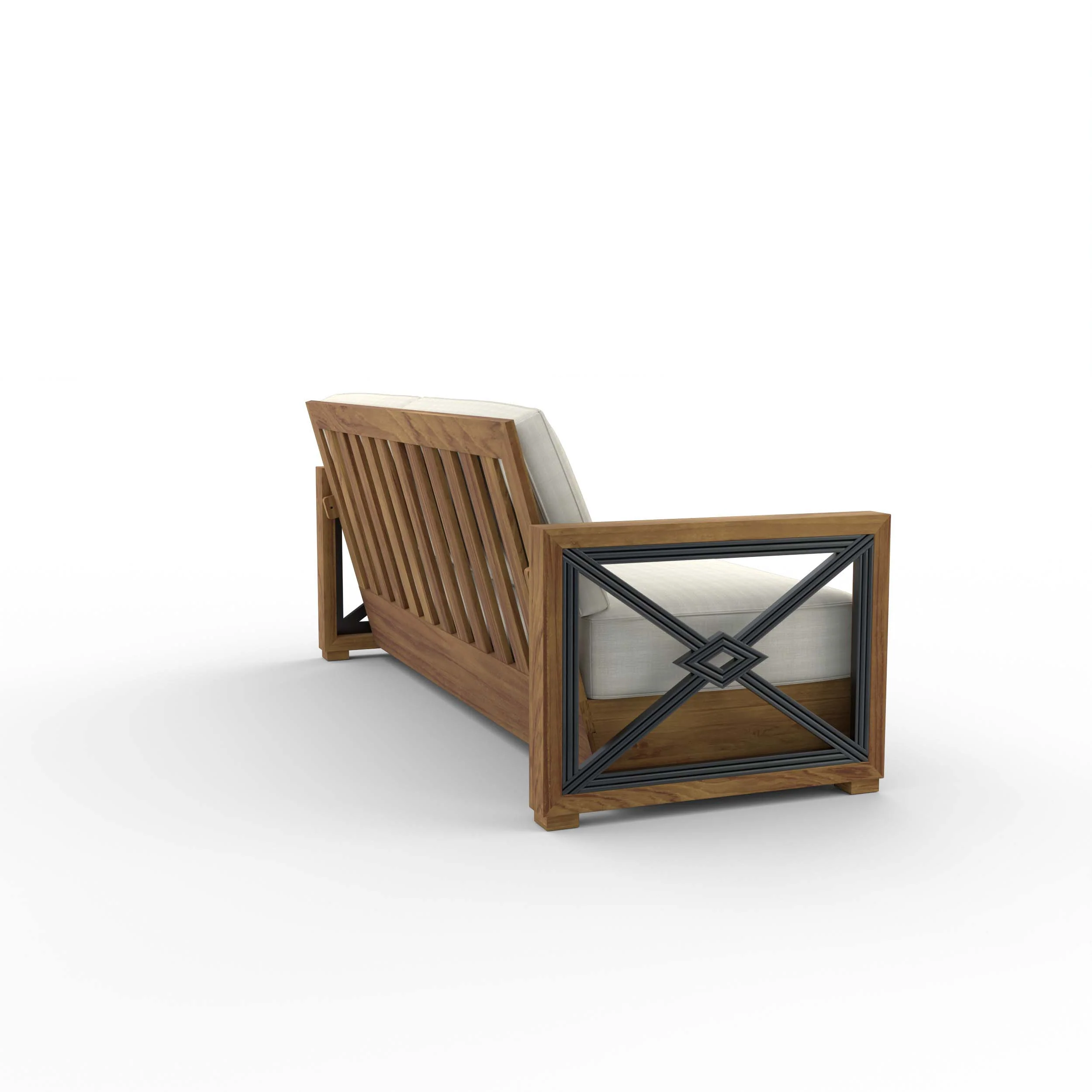 Provence Teak Wood Patio Sofa with Ivory Cushion - Image 40