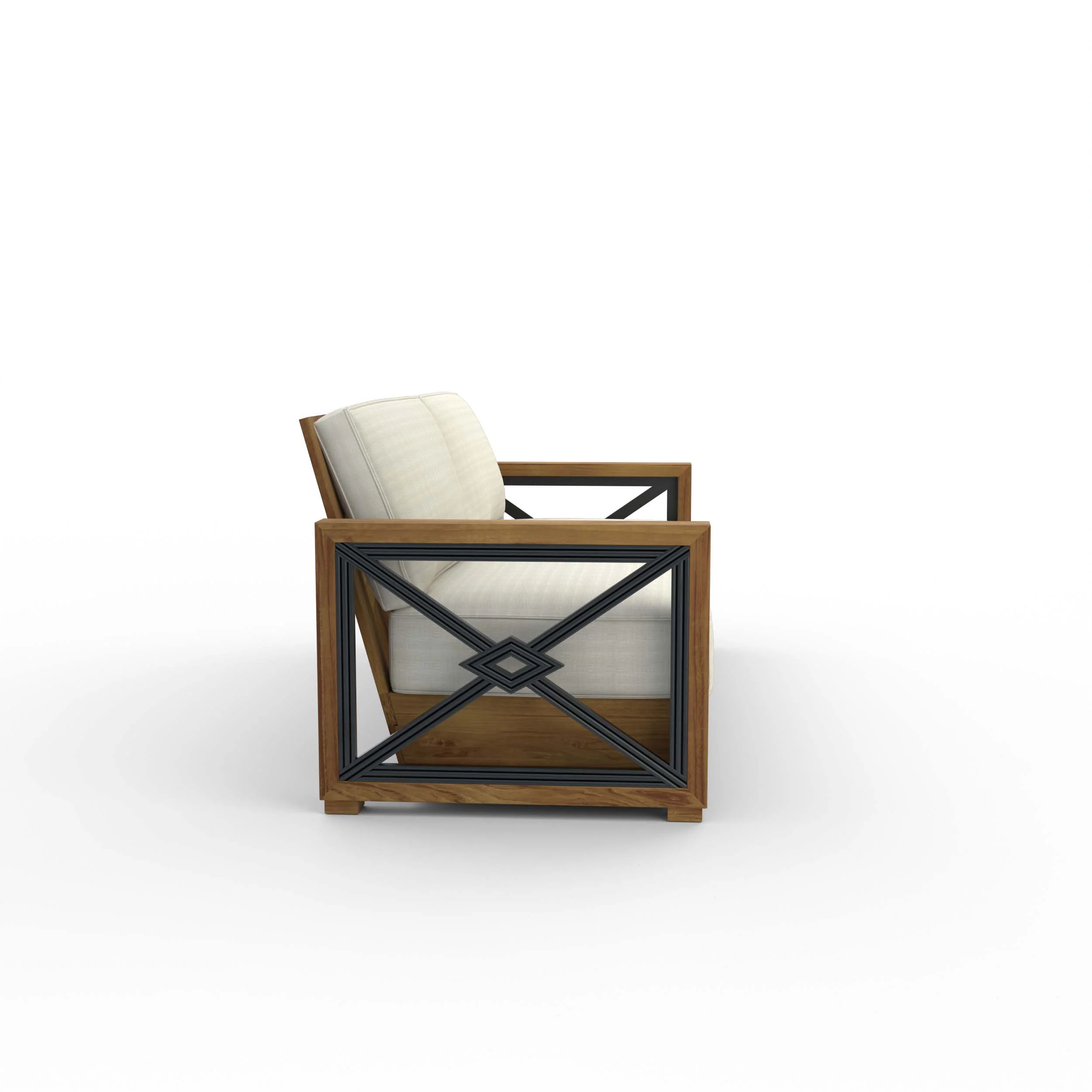 Provence Teak Wood Patio Sofa with Ivory Cushion - Image 43