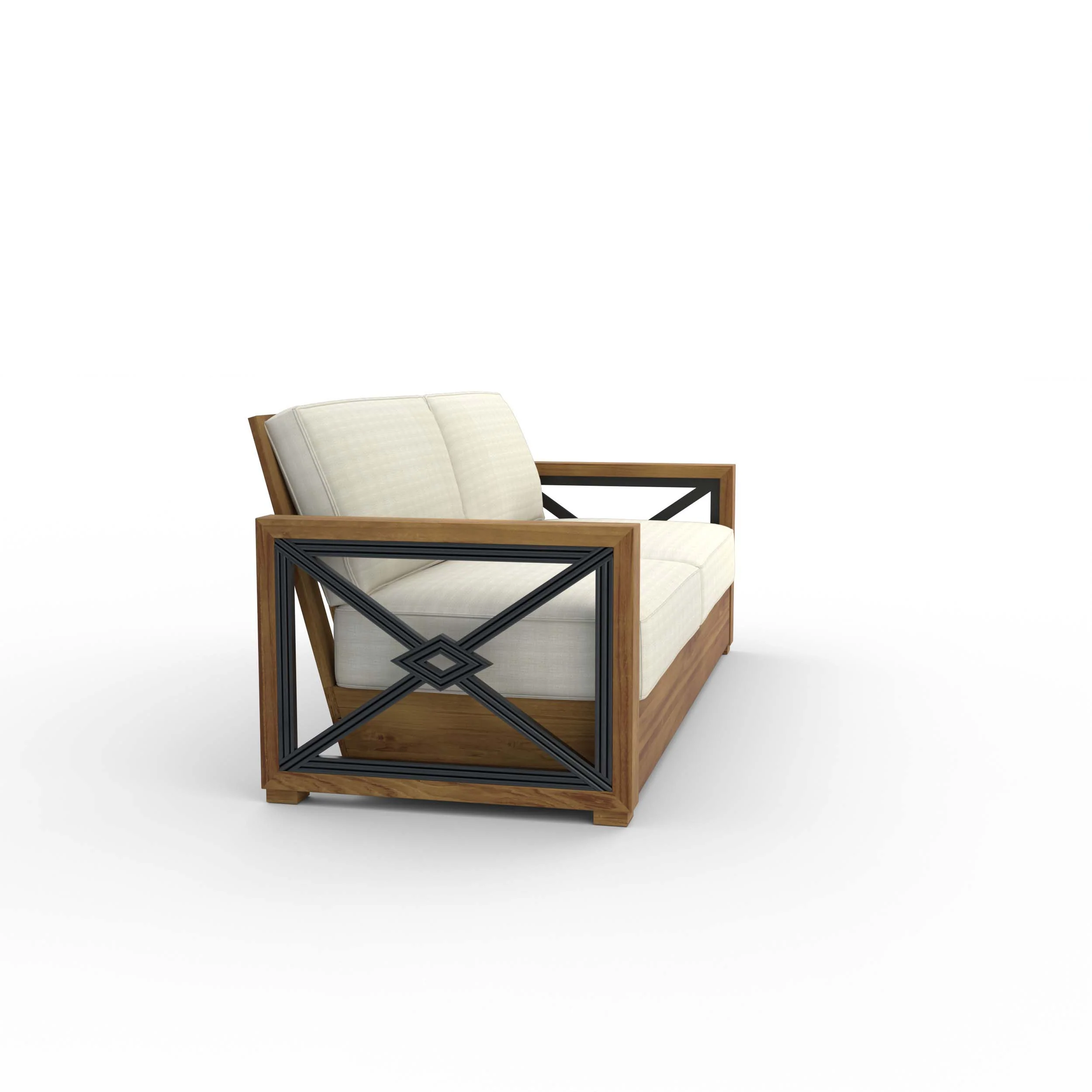 Provence Teak Wood Patio Sofa with Ivory Cushion - Image 44