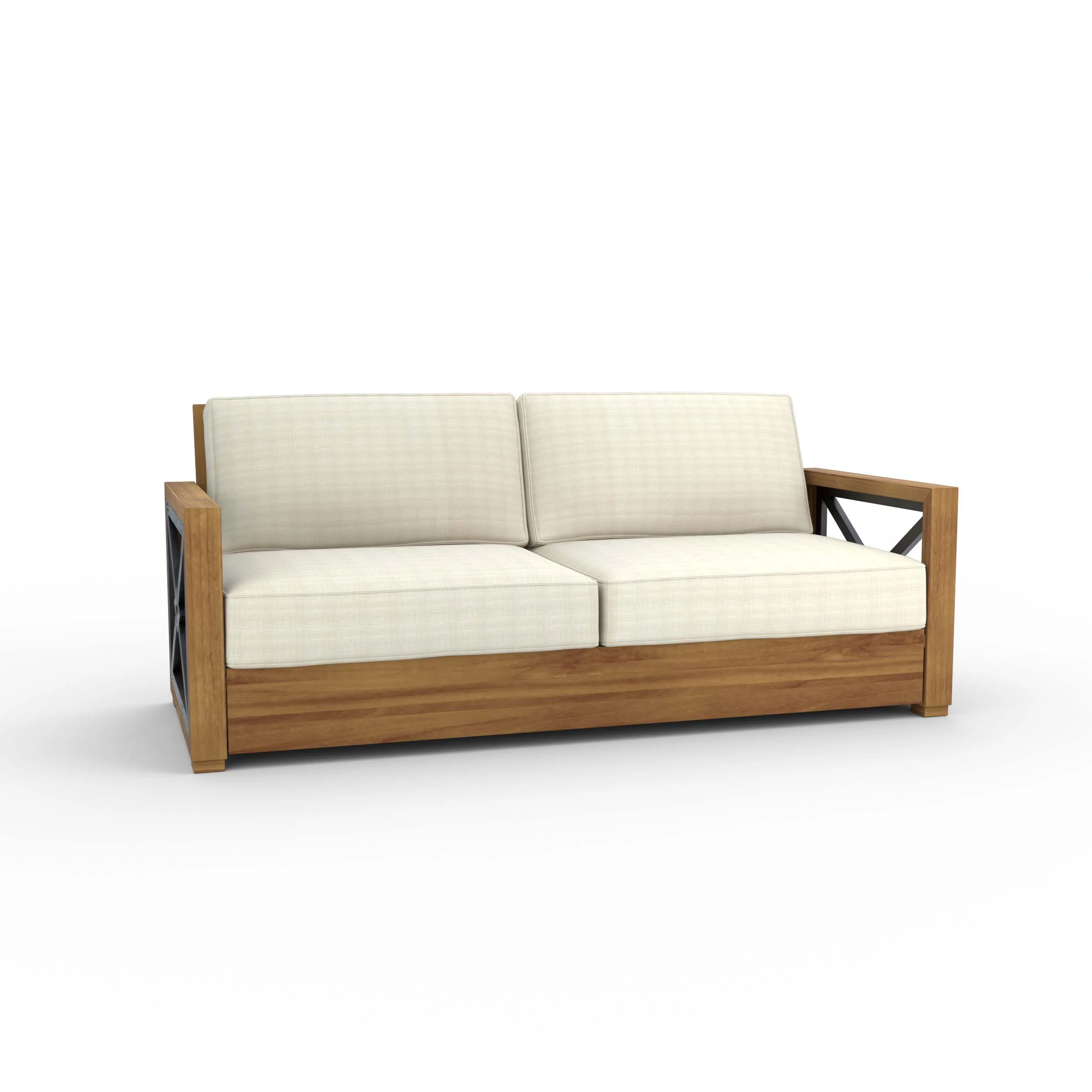 Provence Teak Wood Patio Sofa with Ivory Cushion - Image 51