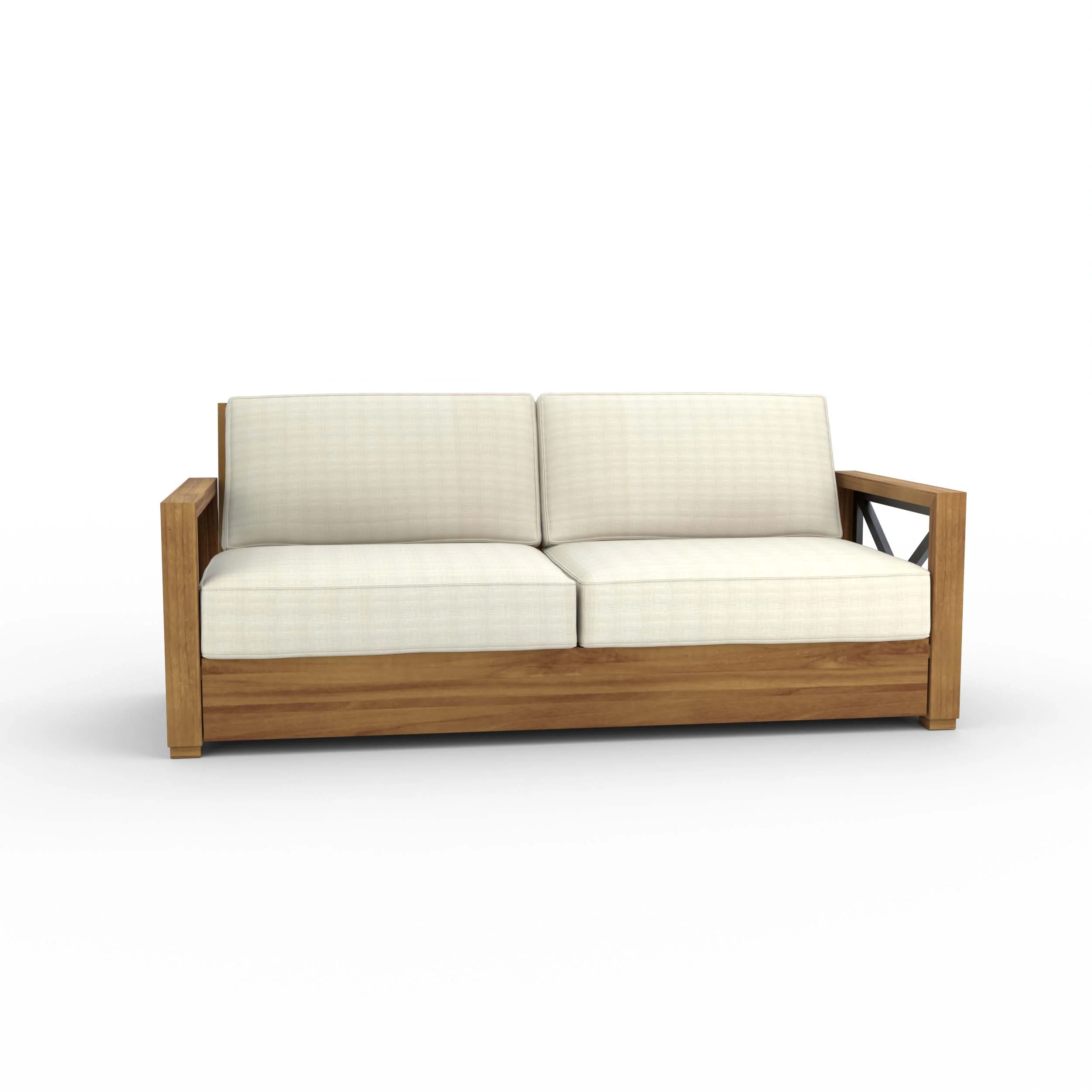 Provence Teak Wood Patio Sofa with Ivory Cushion - Image 52