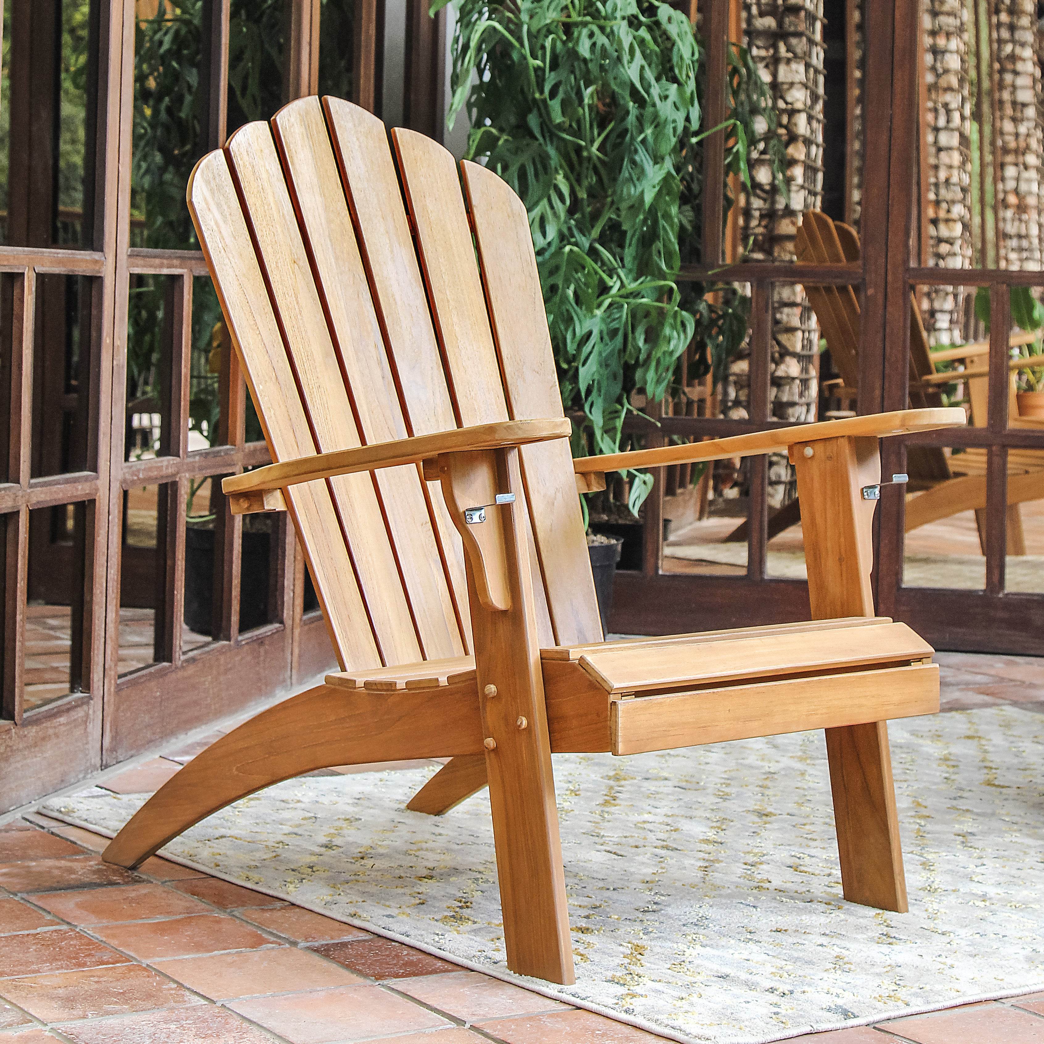 Richmond Teak Wood 3 Piece Patio Adirondack Conversation Set - Image 3