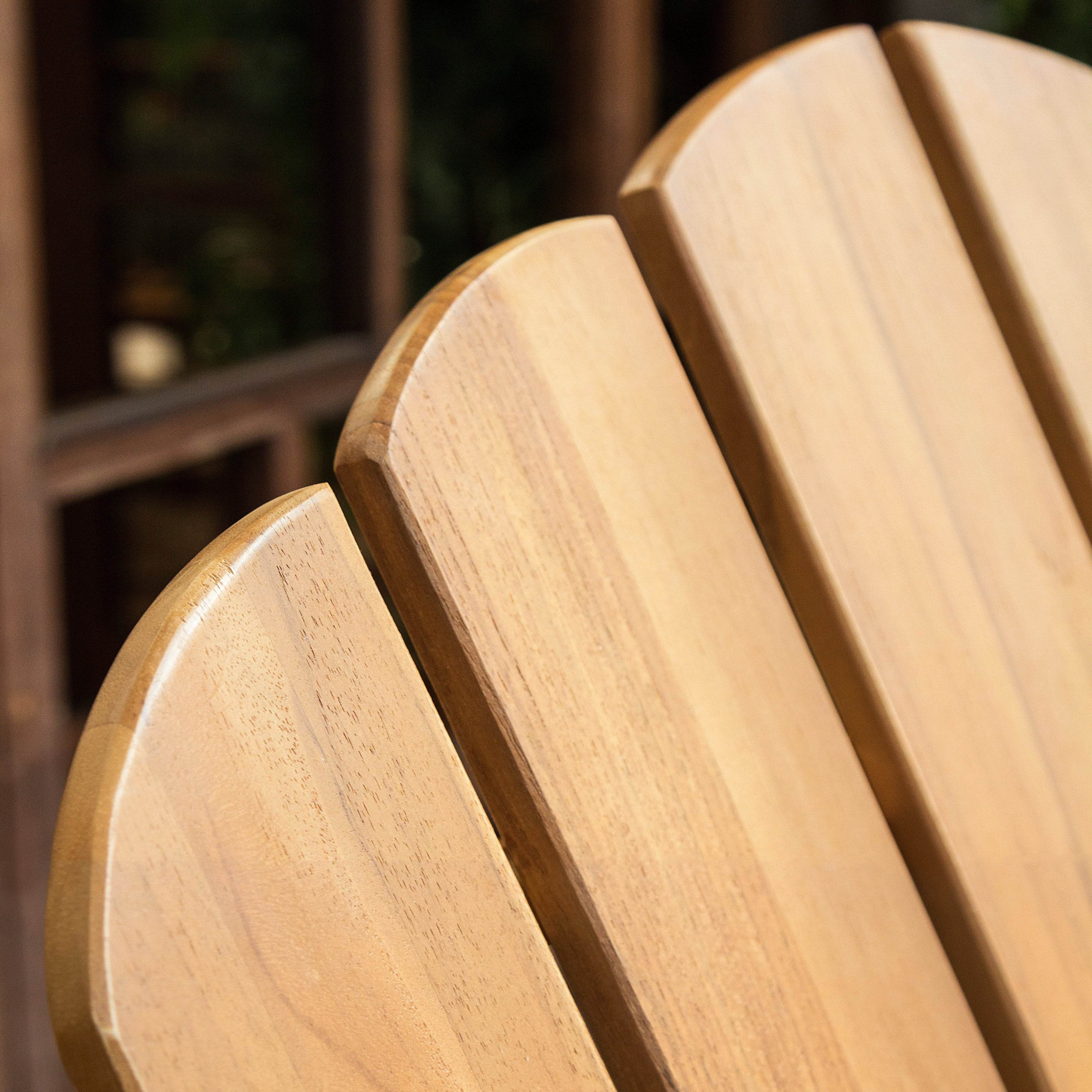 Richmond Teak Wood 3 Piece Patio Adirondack Conversation Set - Image 9