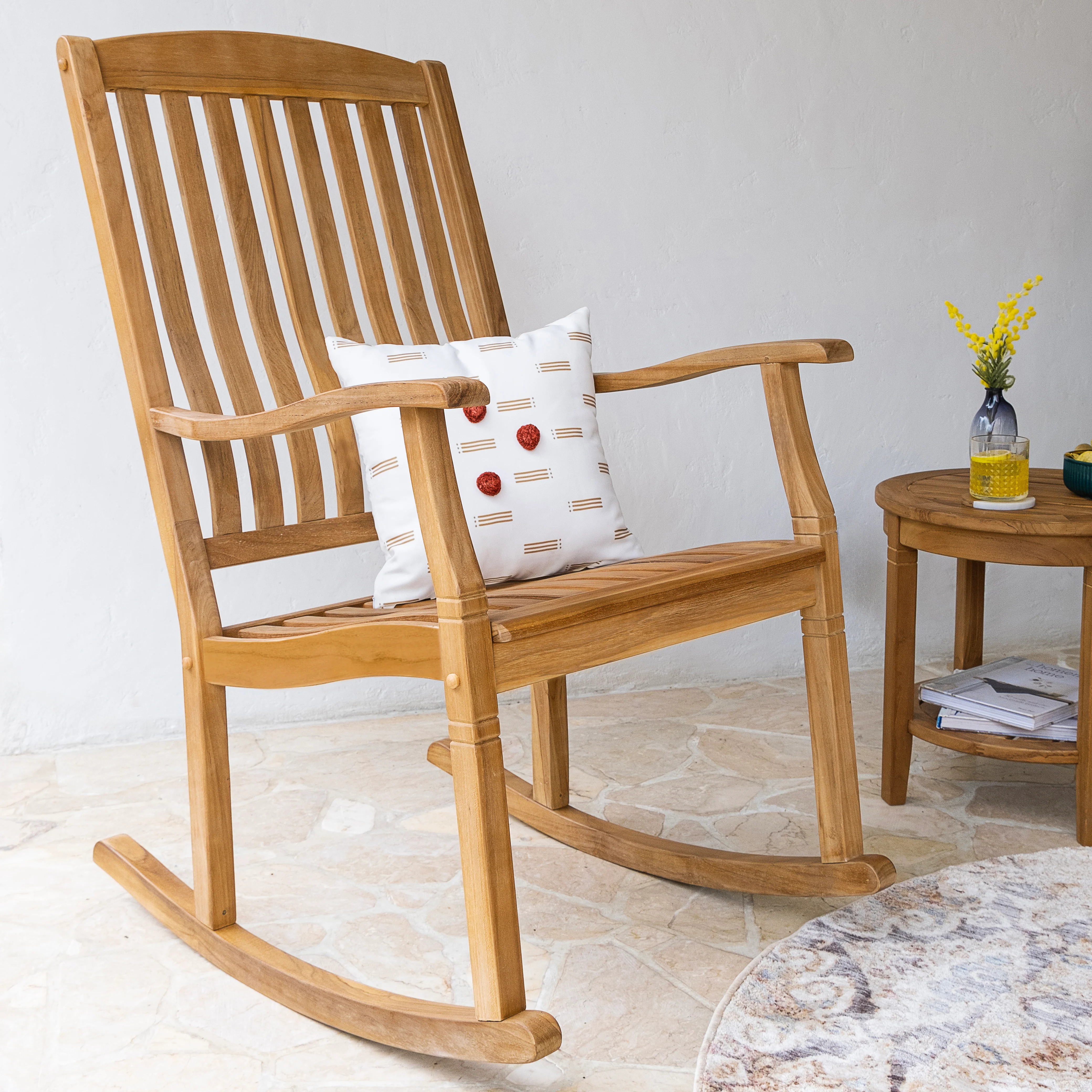 Richmond Patio Teak Wood 3 Piece Porch Rocker Conversation Set - Image 3