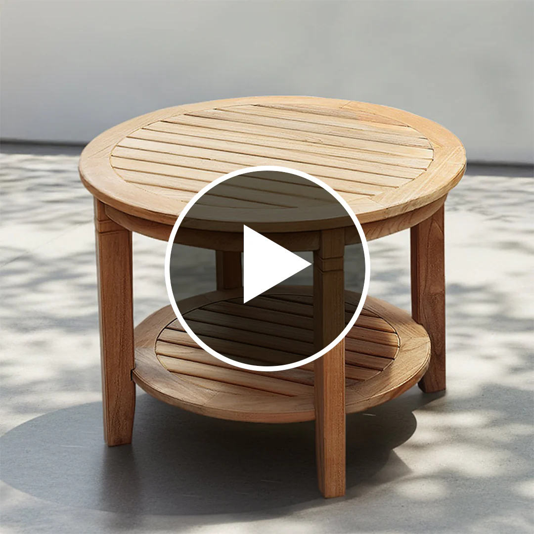 Richmond Teak Wood 24-inch Outdoor Side Table with Shelf - Image 5