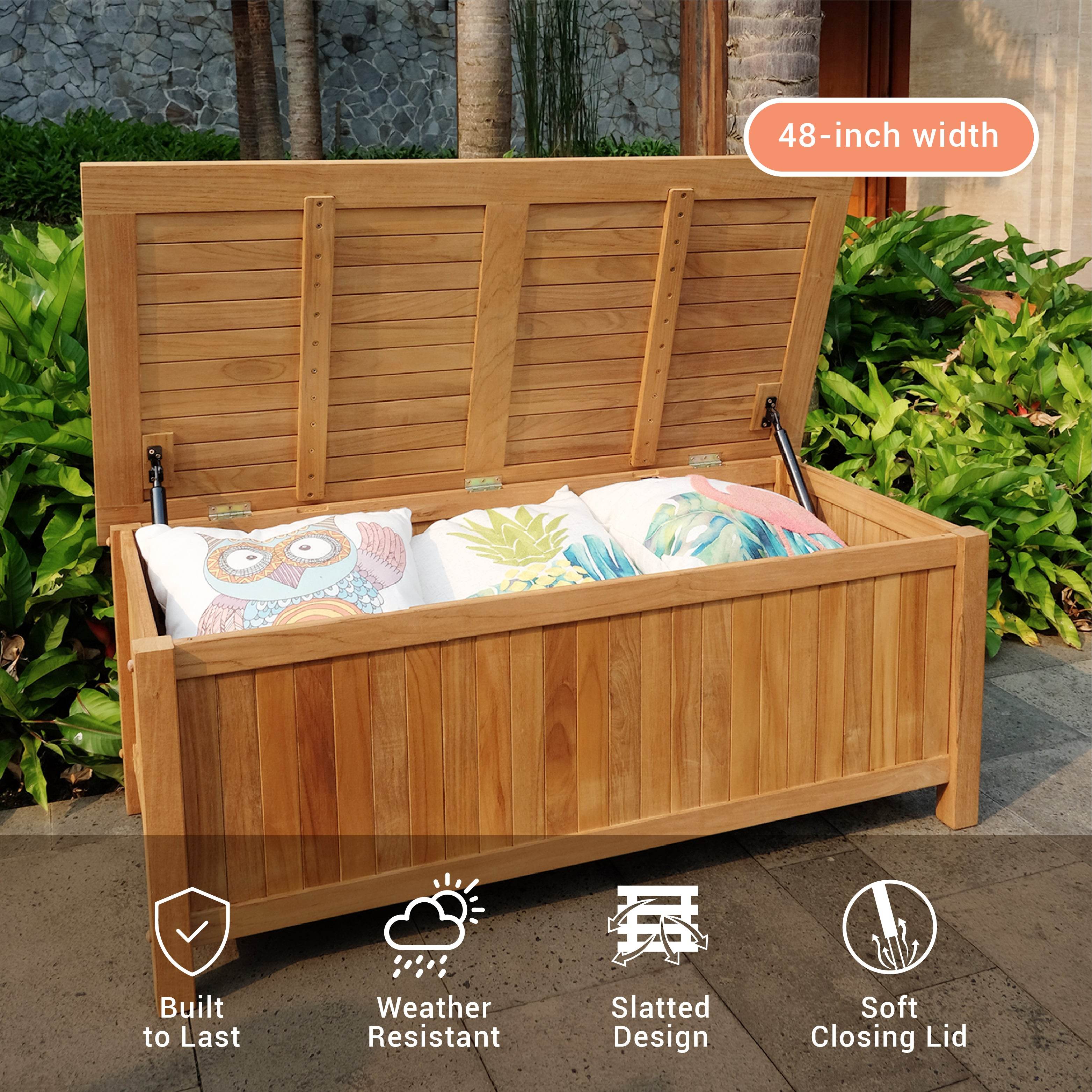 Richmond Teak Wood 48 Inch Outdoor Storage Deck Box - Image 5