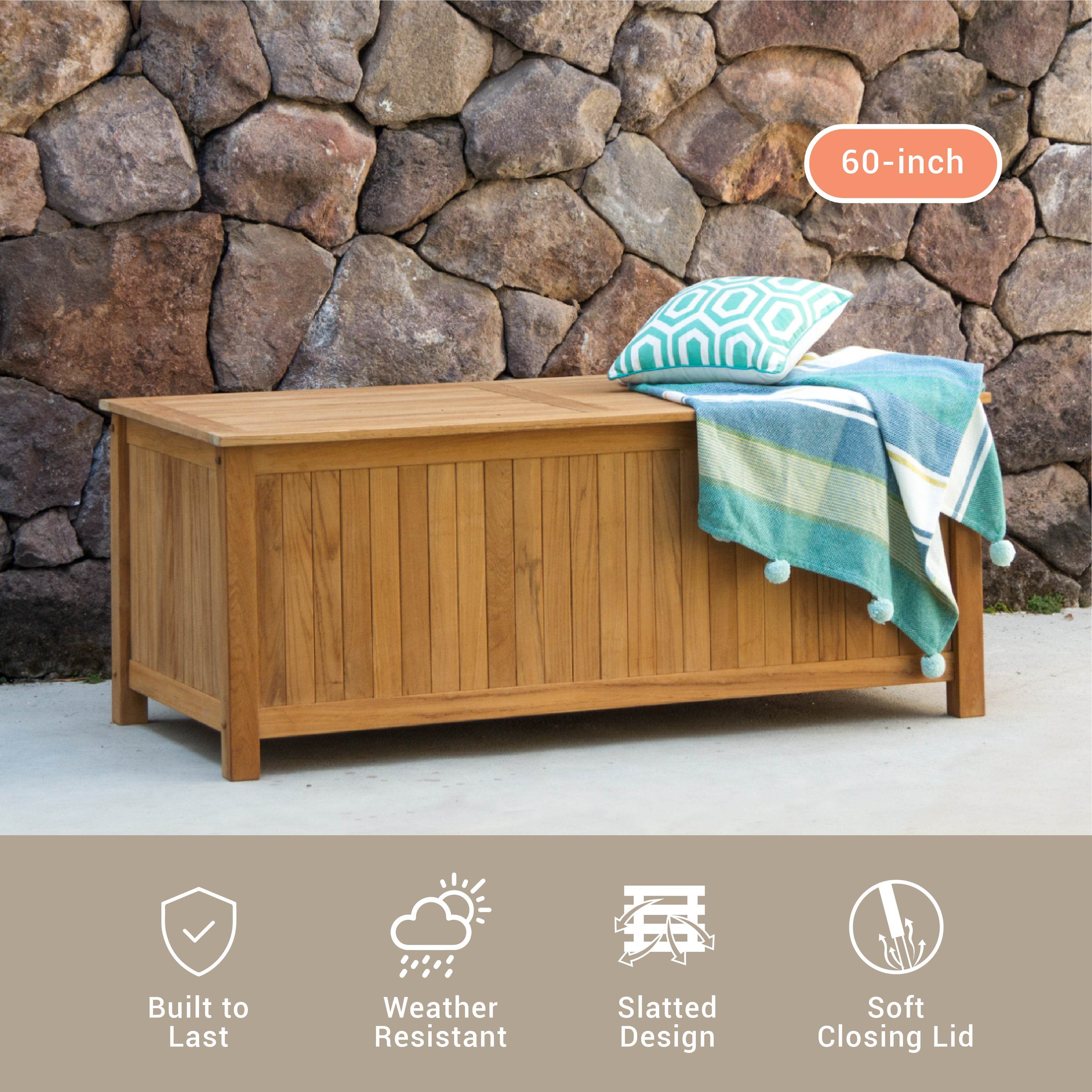 Richmond Teak Wood 60 Inch Outdoor Storage Deck Box - Image 5