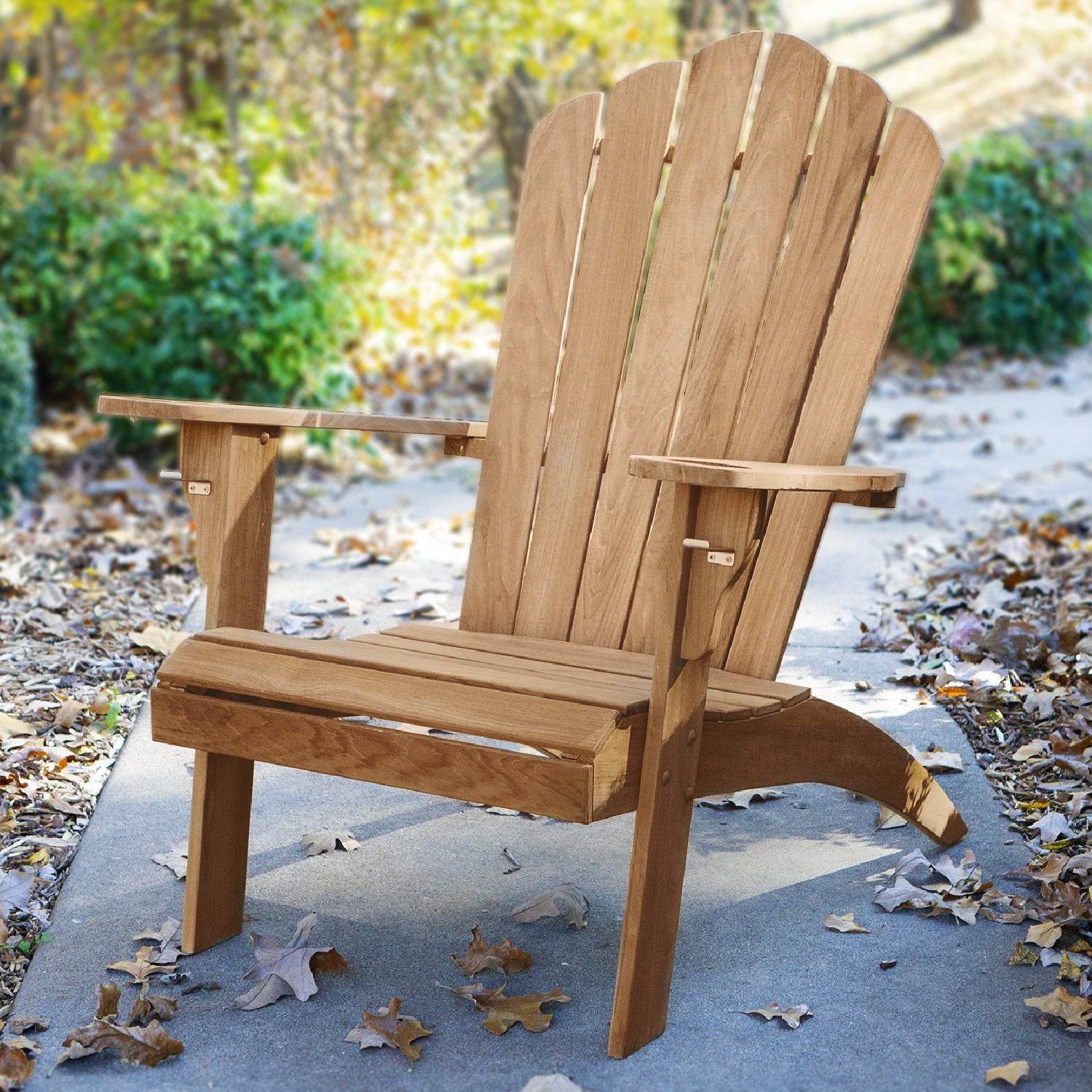 Richmond Teak Wood Adirondack Chair with Cup Holder - Image 7