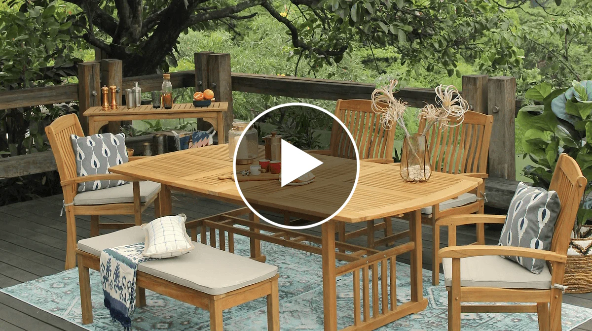 Richmond Teak Wood Extendable Outdoor Dining Table - Image 4