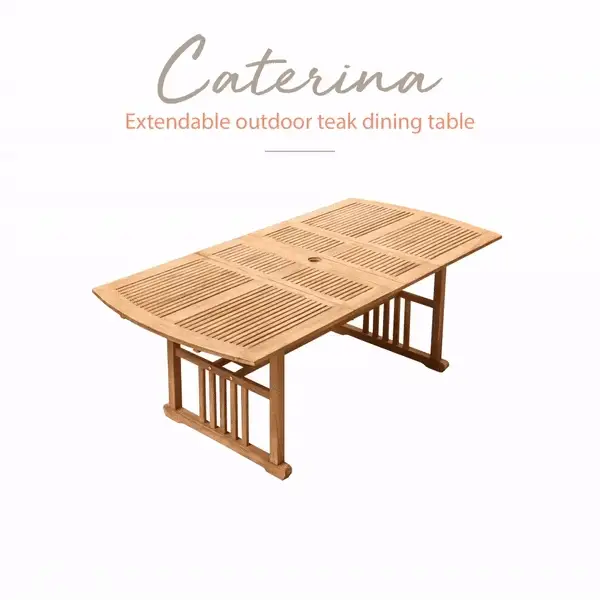 Richmond Teak Wood Extendable Outdoor Dining Table - Image 5