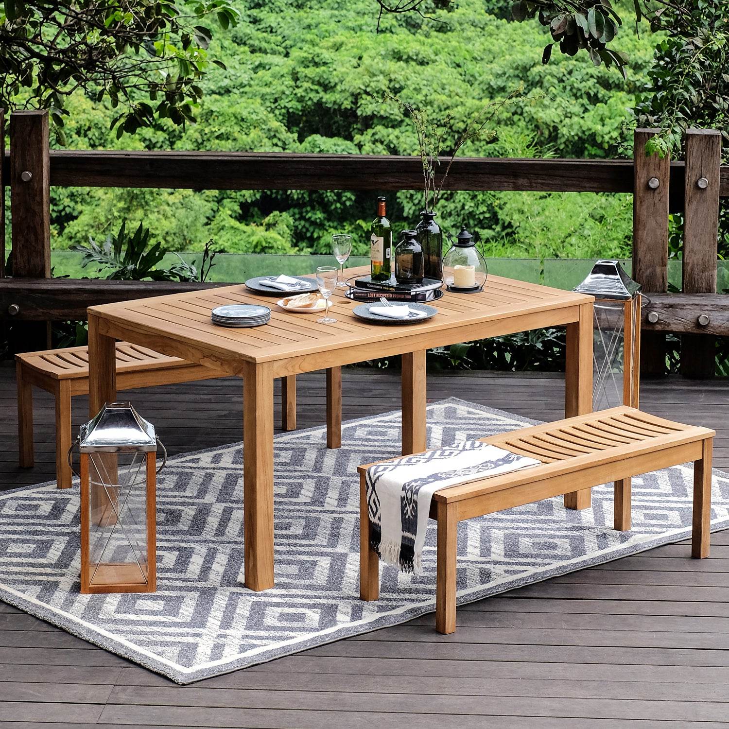 Richmond Teak Wood Outdoor Backless Bench - Image 3