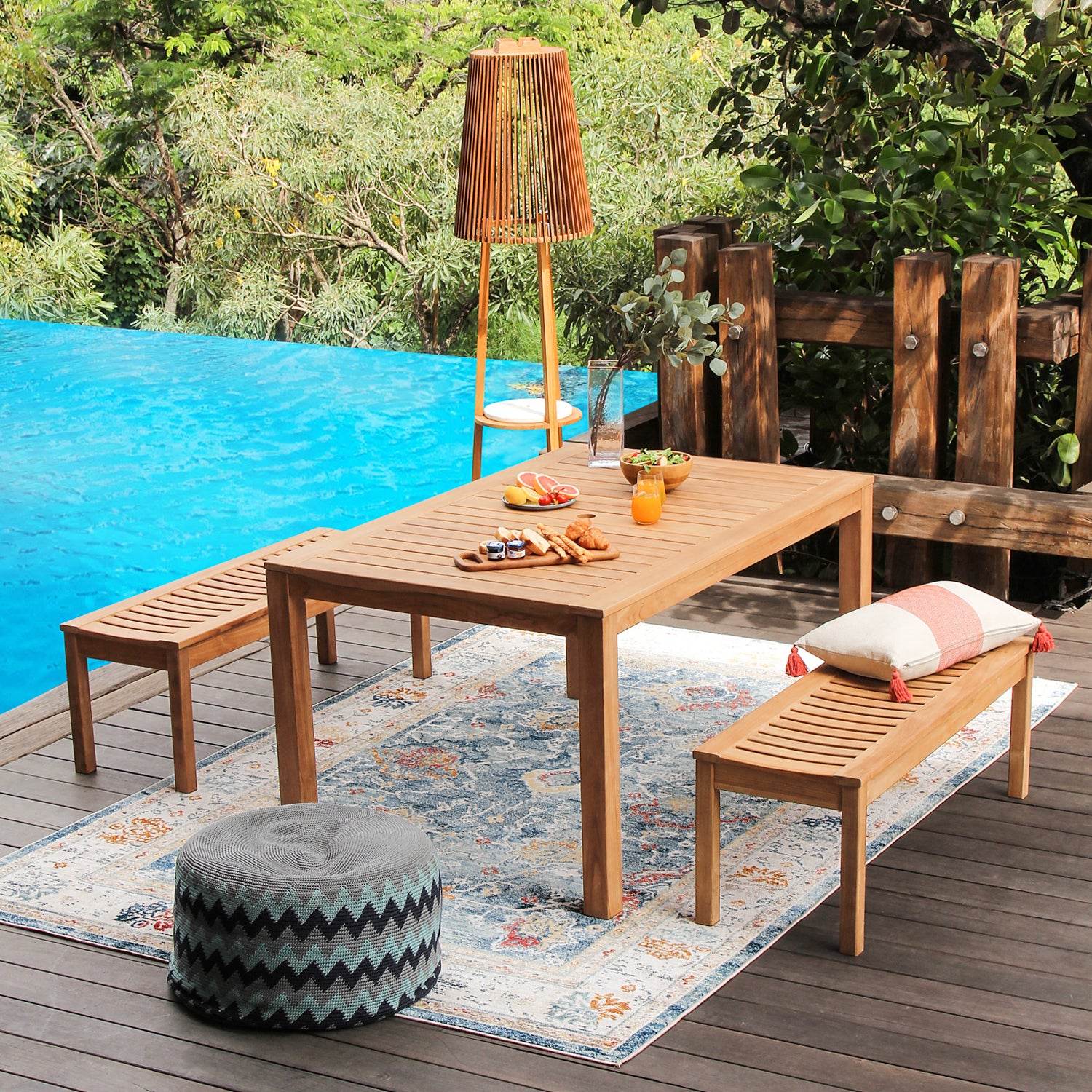 Richmond Teak Wood Outdoor Backless Bench - Image 7
