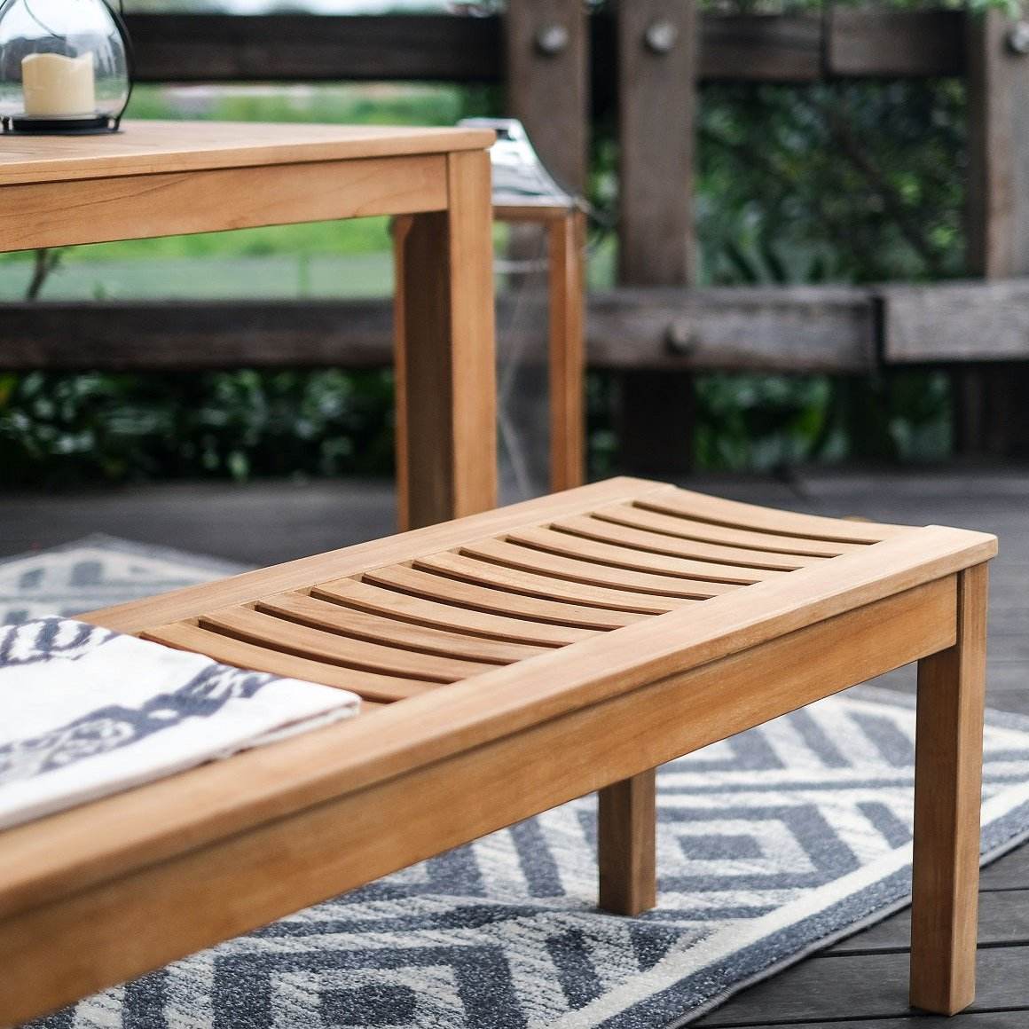 Richmond Teak Wood Outdoor Backless Bench - Image 9