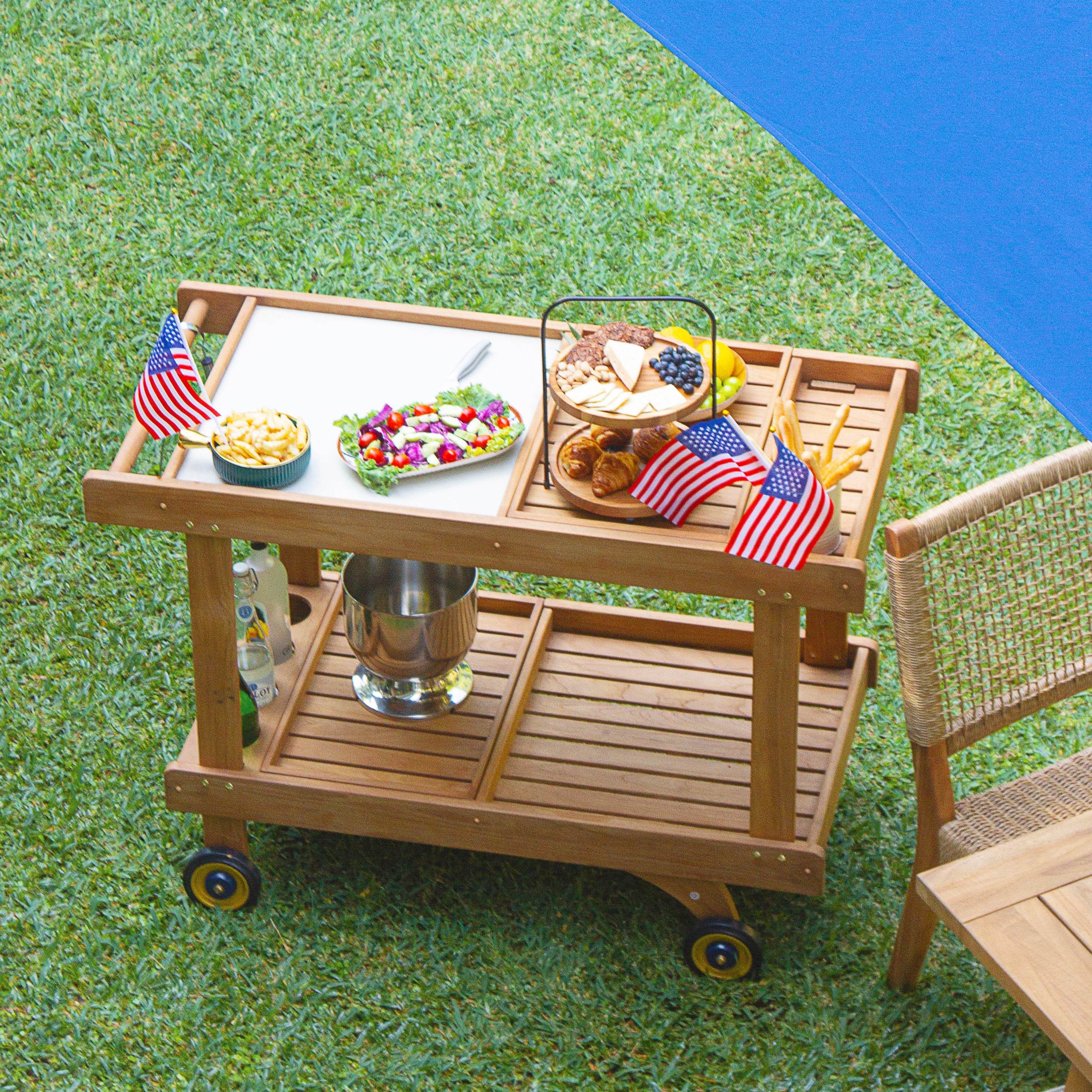 Richmond Teak Wood Outdoor Kitchen Cart - Image 10