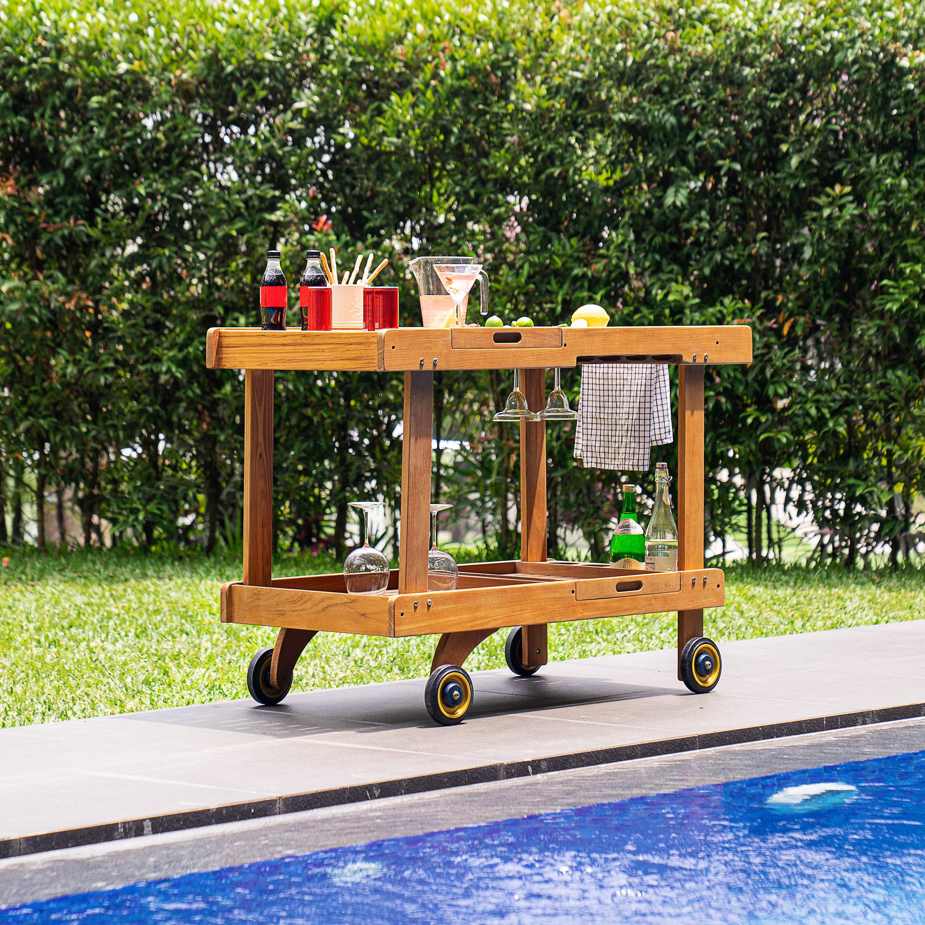Richmond Teak Wood Outdoor Kitchen Cart - Image 18