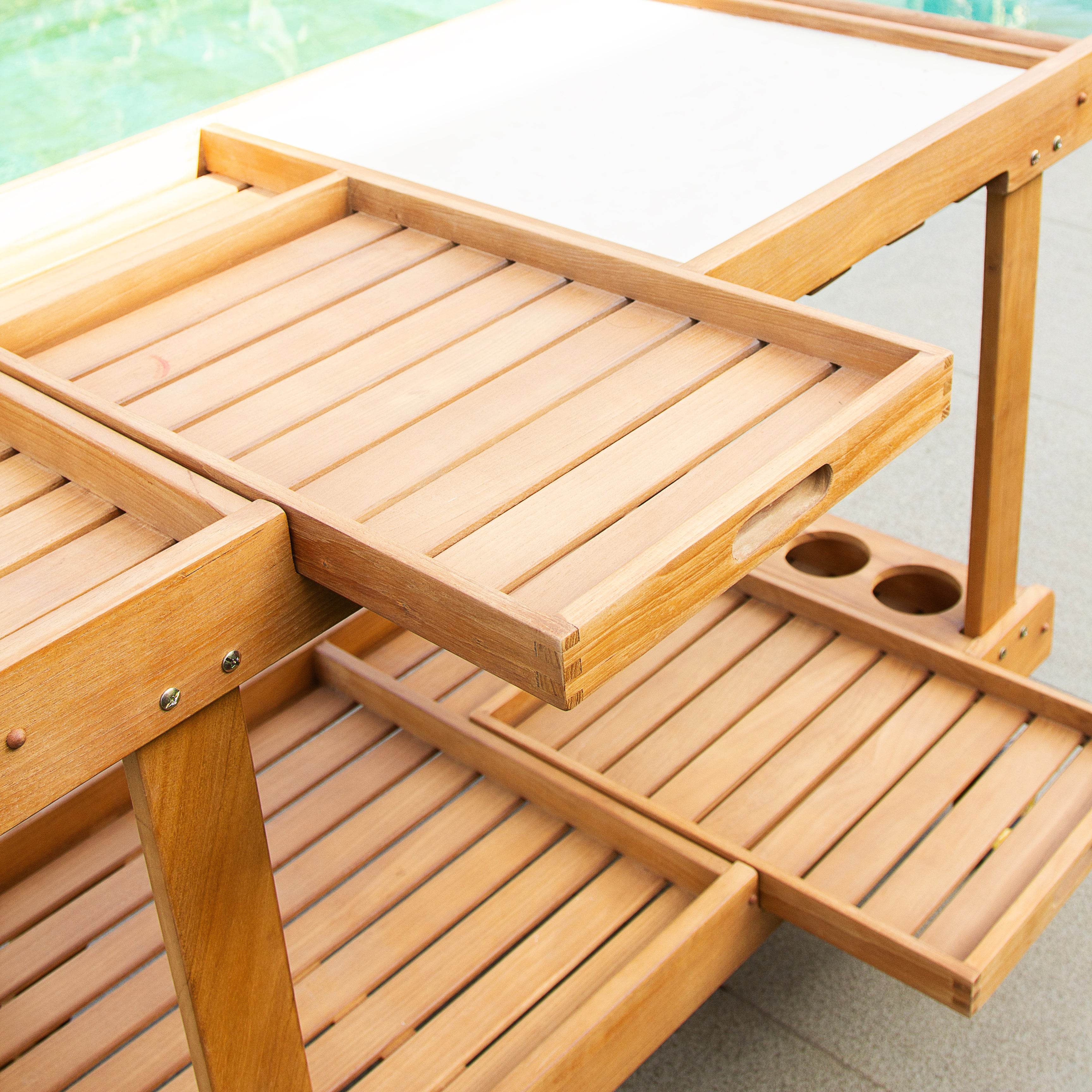 Richmond Teak Wood Outdoor Kitchen Cart - Image 20