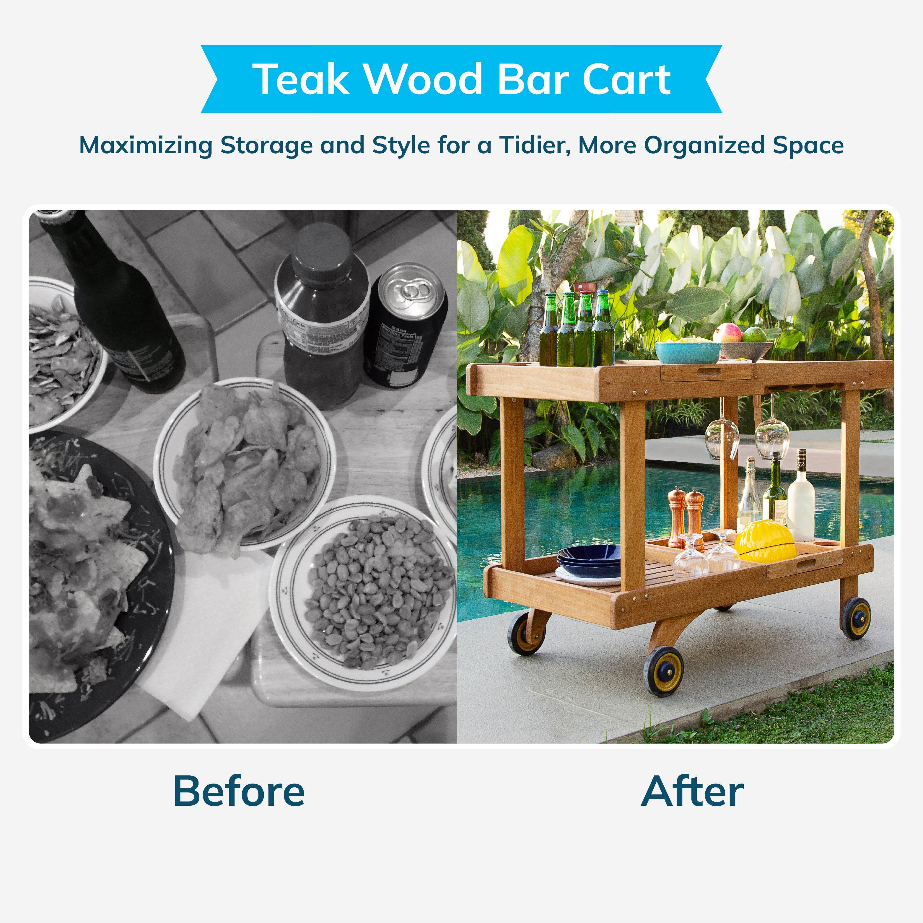 Richmond Teak Wood Outdoor Kitchen Cart - Image 7