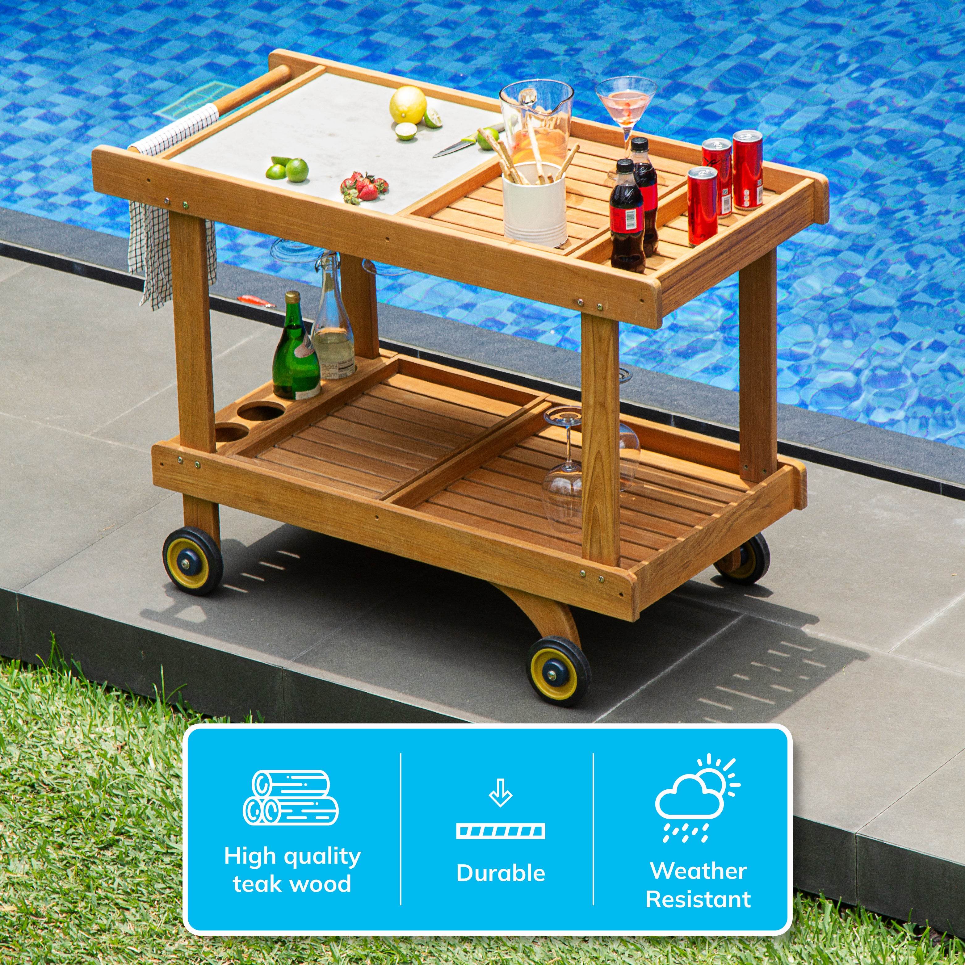 Richmond Teak Wood Outdoor Kitchen Cart - Image 8