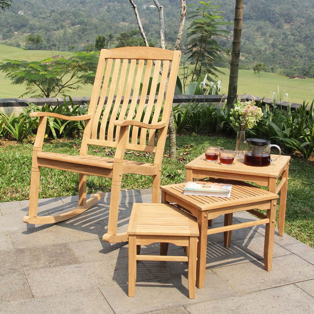 Richmond Teak Wood Outdoor Nesting Side Table - Image 3