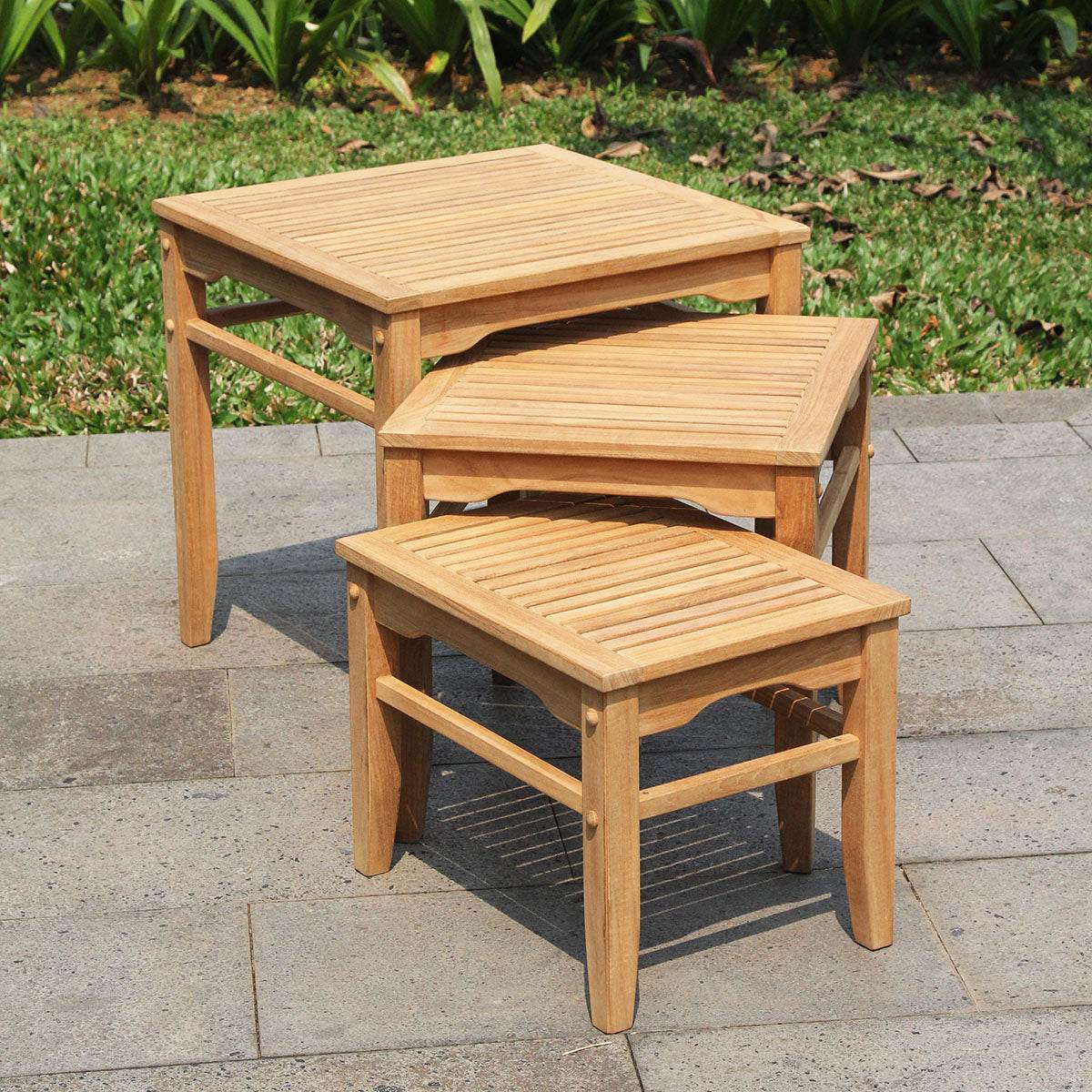 Richmond Teak Wood Outdoor Nesting Side Table - Image 4