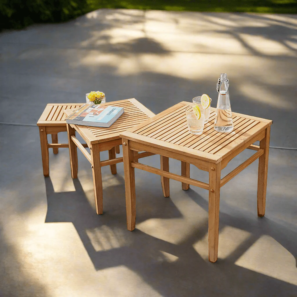 Richmond Teak Wood Outdoor Nesting Side Table - Image 5