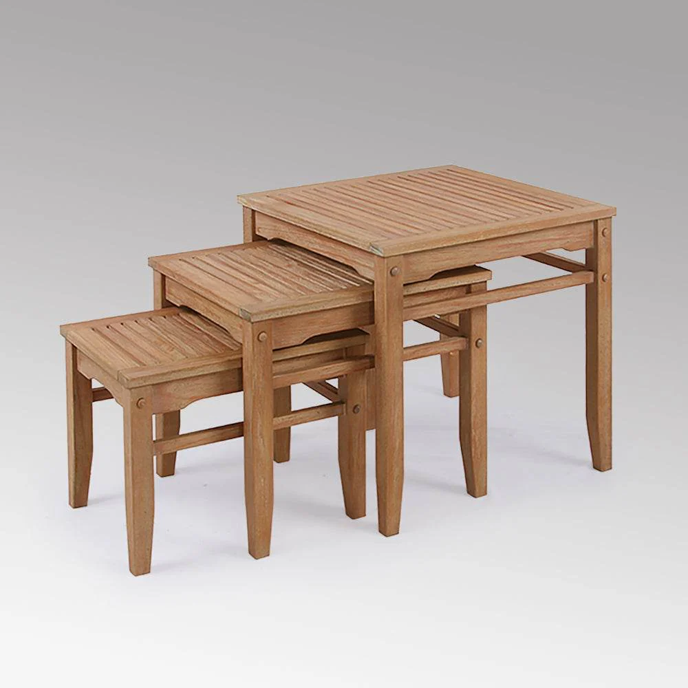 Richmond Teak Wood Outdoor Nesting Side Table - Image 6