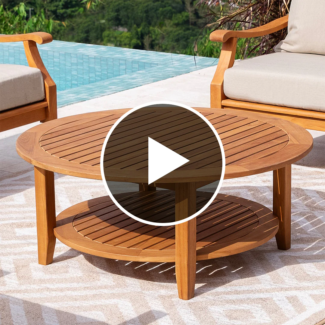 Richmond Teak Wood Outdoor Round Coffee Table - Image 5