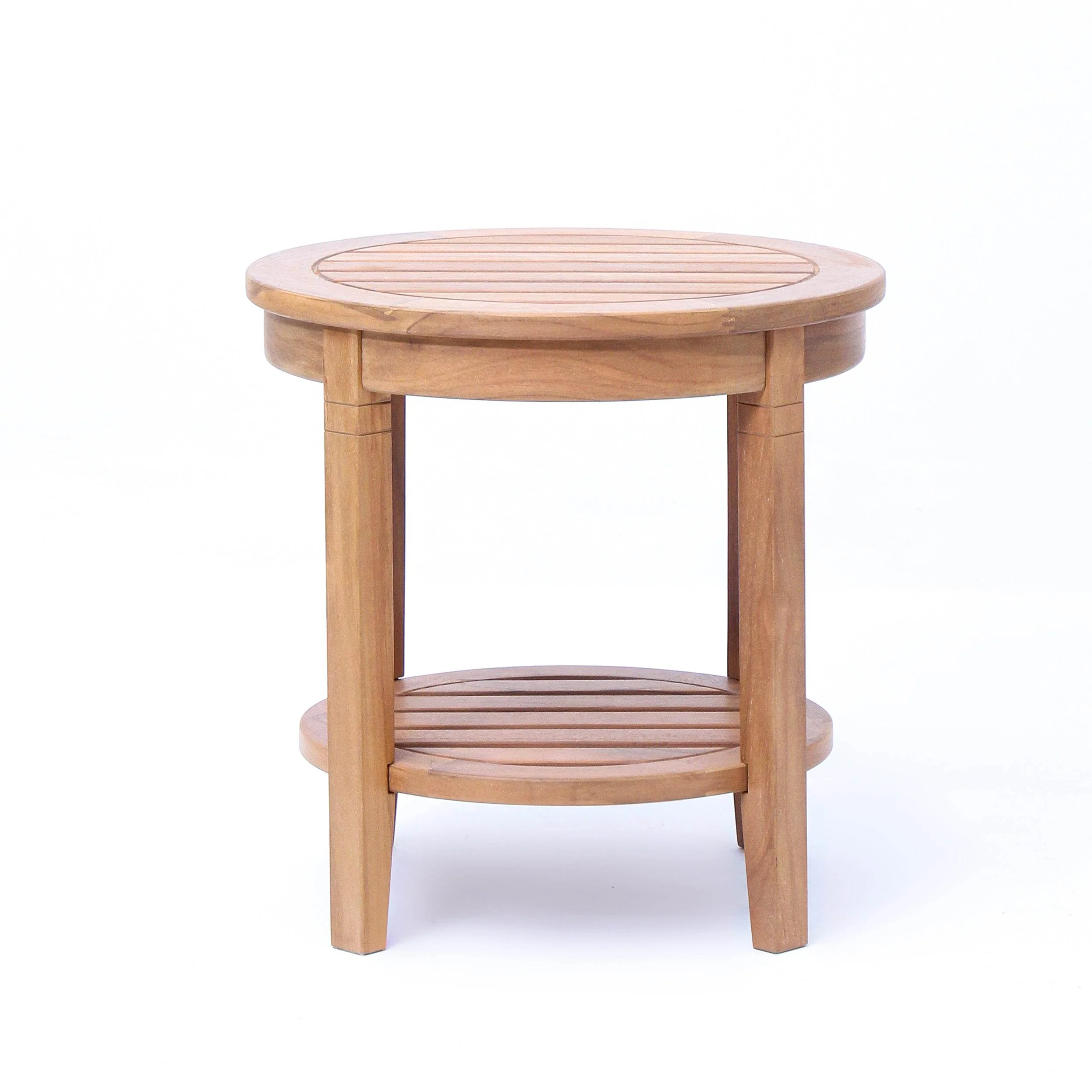 Richmond Teak Wood Outdoor Side Table with Shelf - Image 12