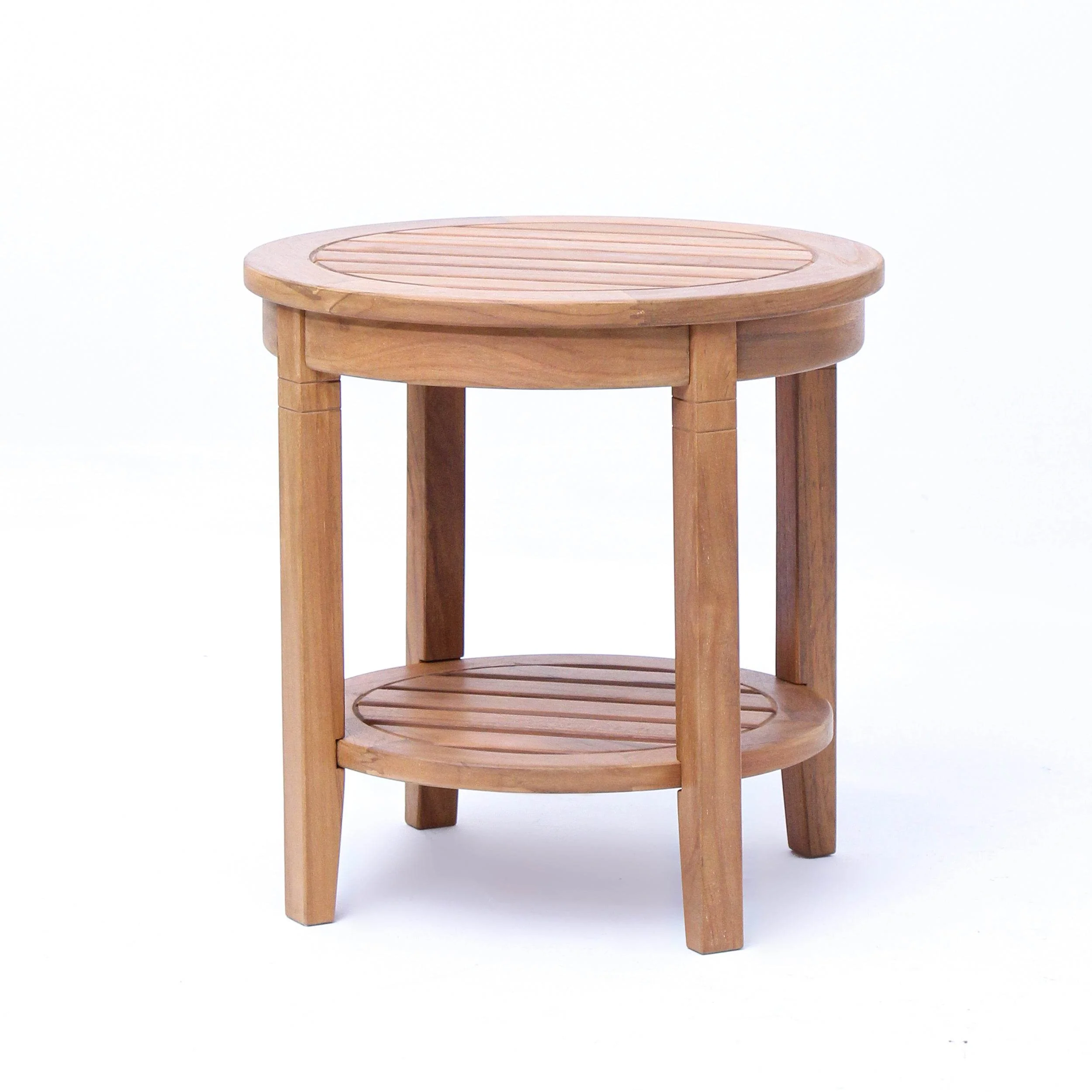 Richmond Teak Wood Outdoor Side Table with Shelf - Image 14