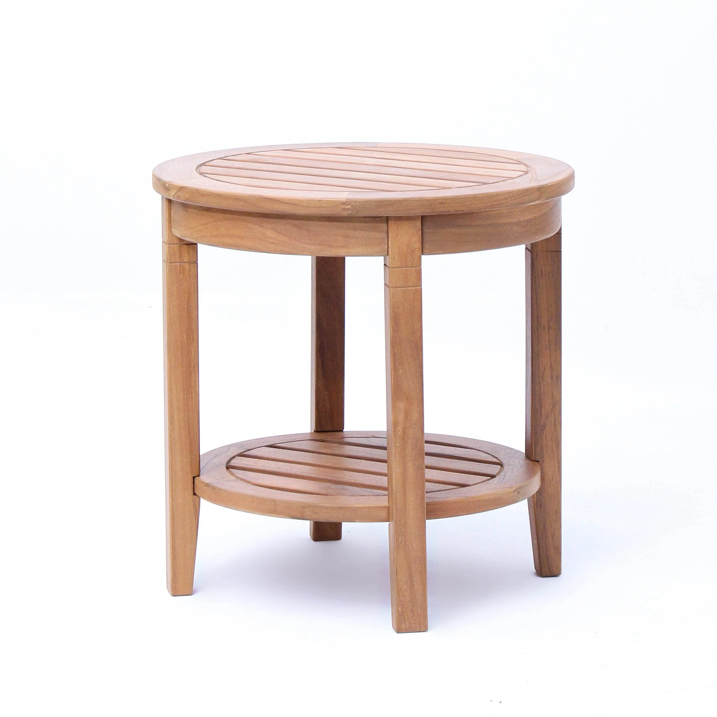 Richmond Teak Wood Outdoor Side Table with Shelf - Image 16