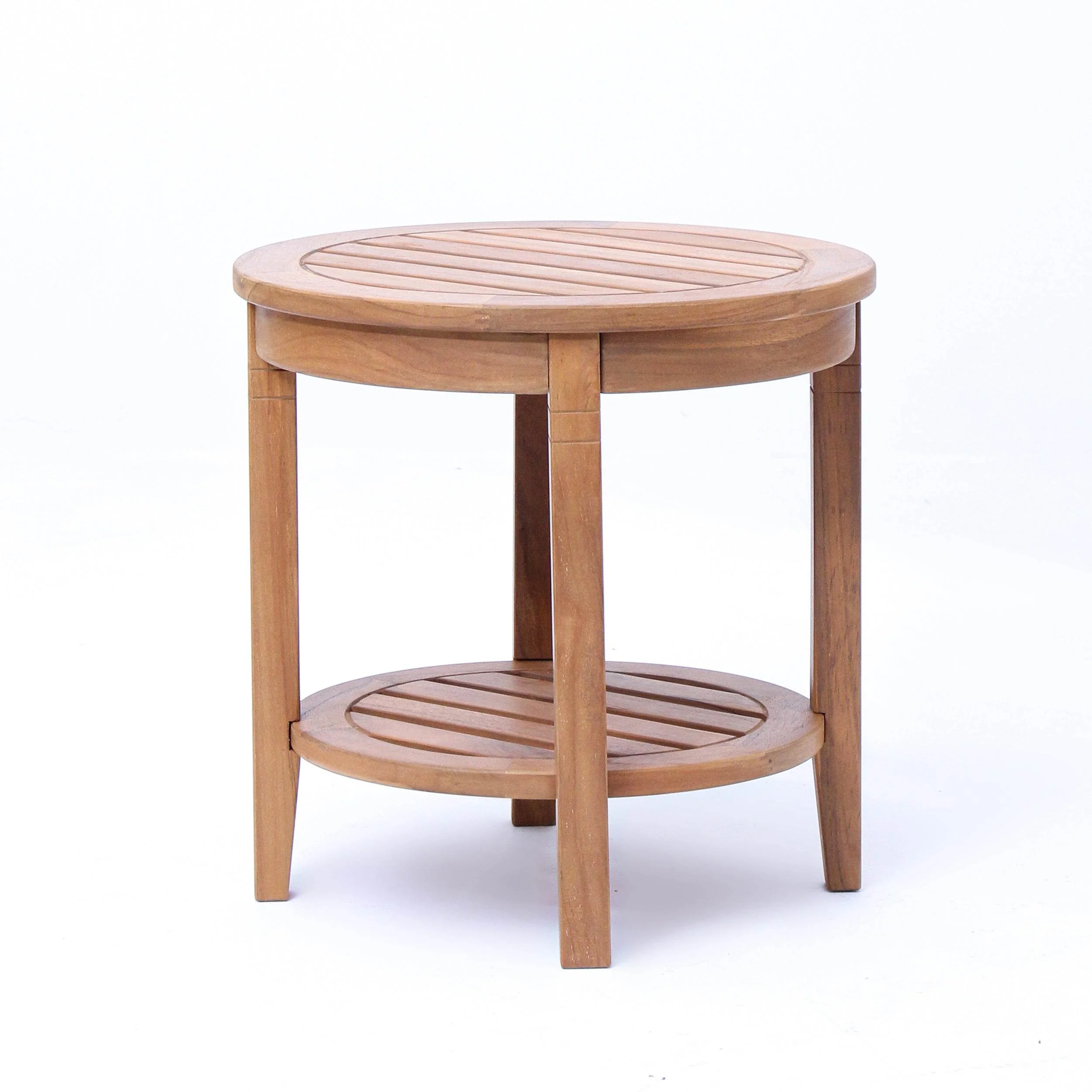 Richmond Teak Wood Outdoor Side Table with Shelf - Image 17