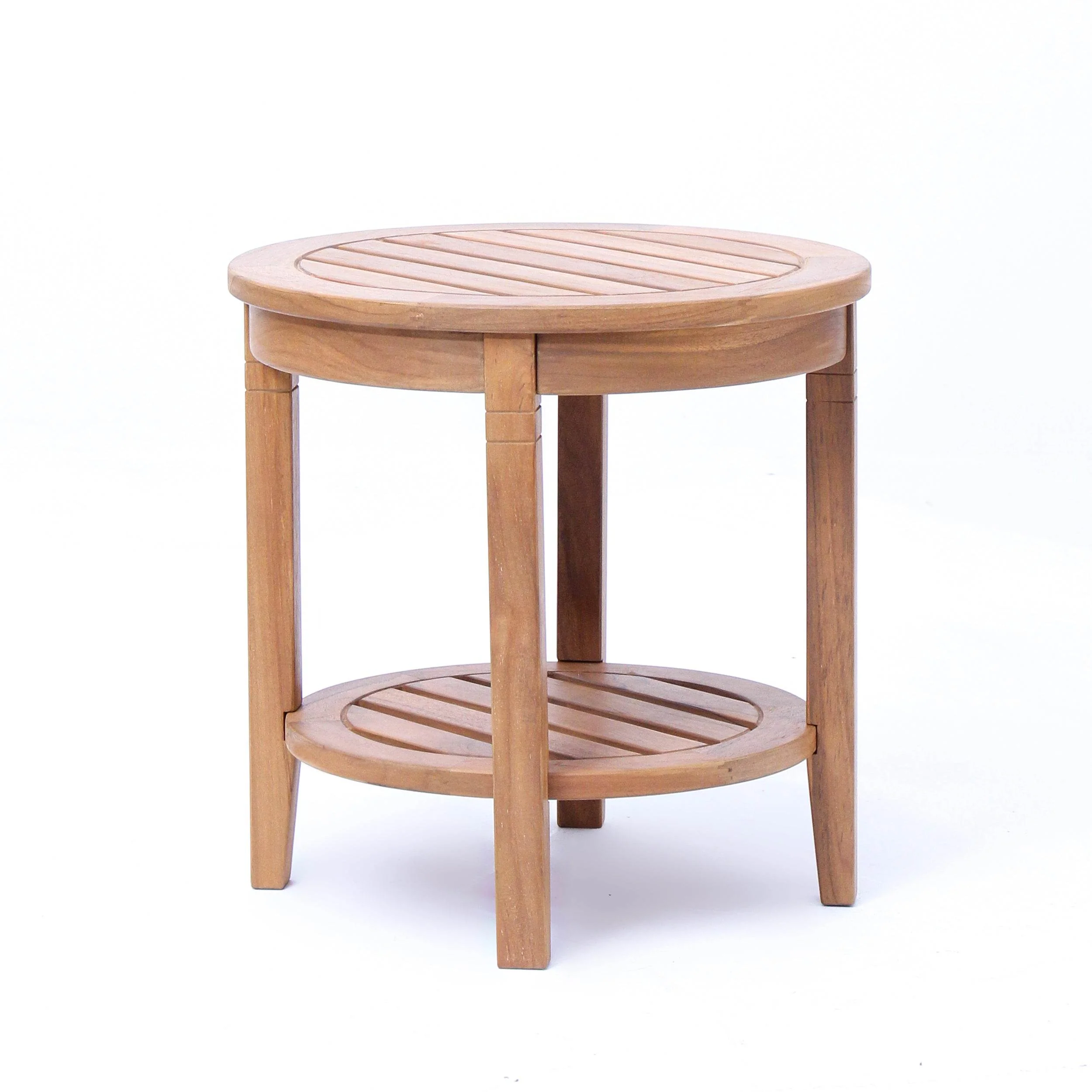 Richmond Teak Wood Outdoor Side Table with Shelf - Image 18