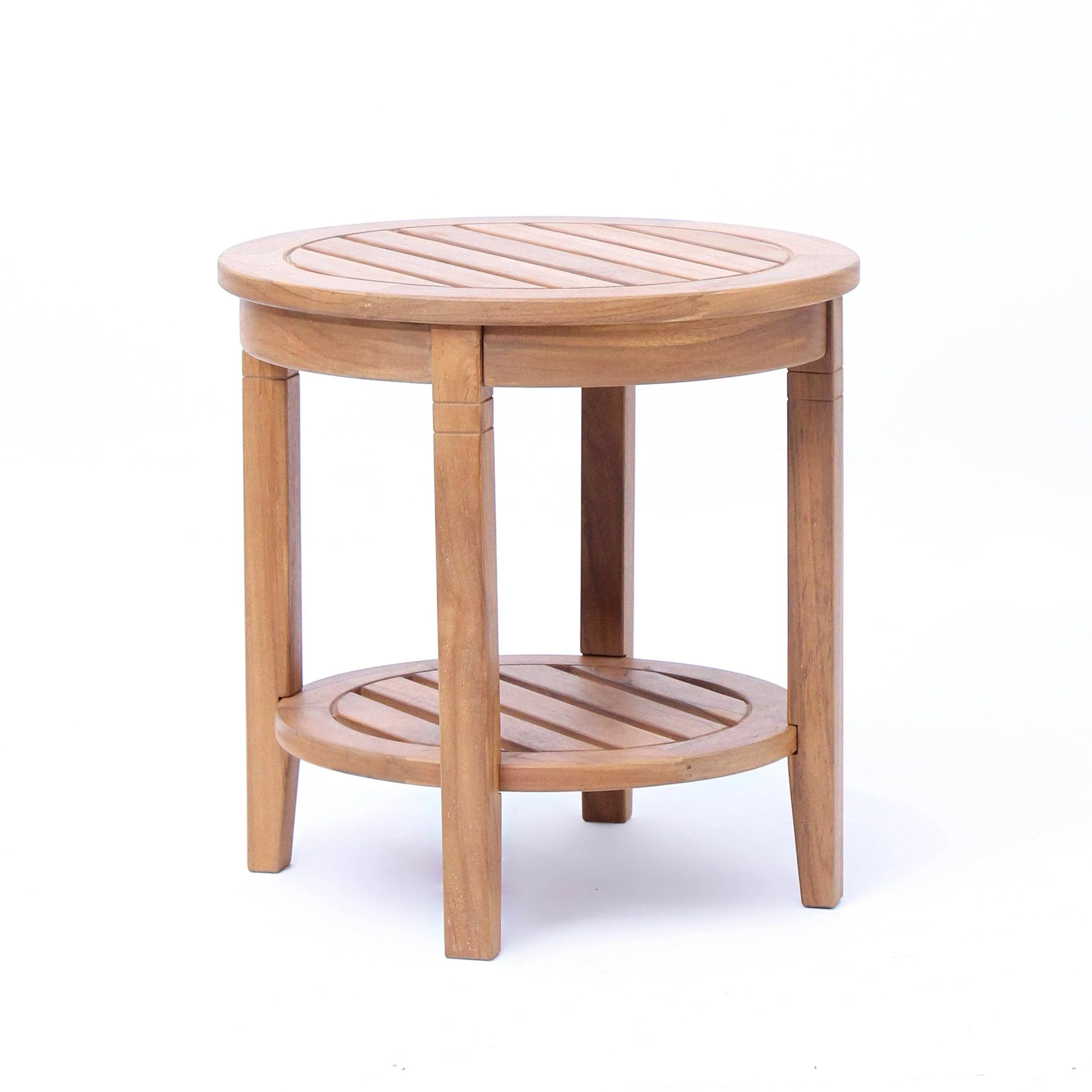 Richmond Teak Wood Outdoor Side Table with Shelf - Image 19
