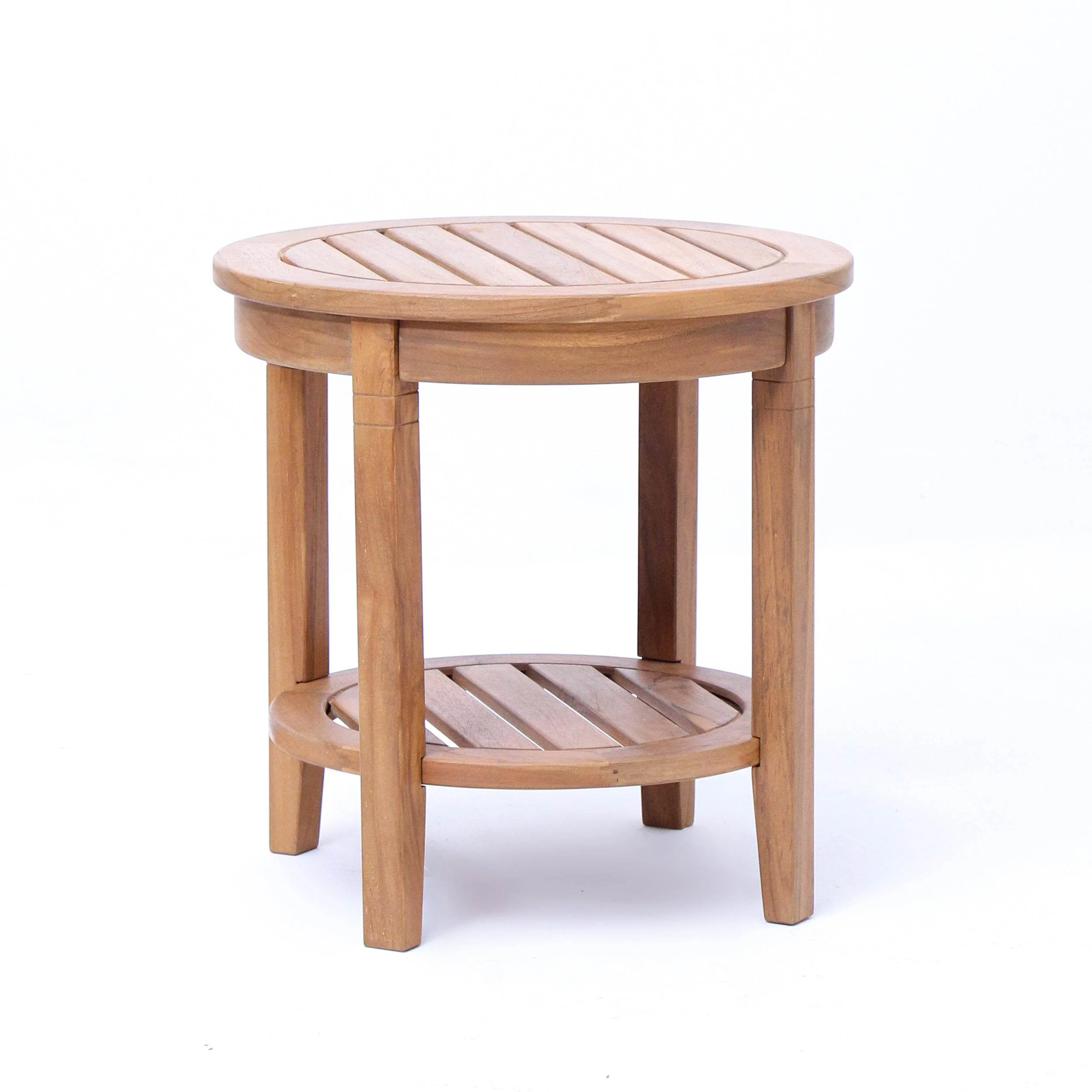 Richmond Teak Wood Outdoor Side Table with Shelf - Image 21