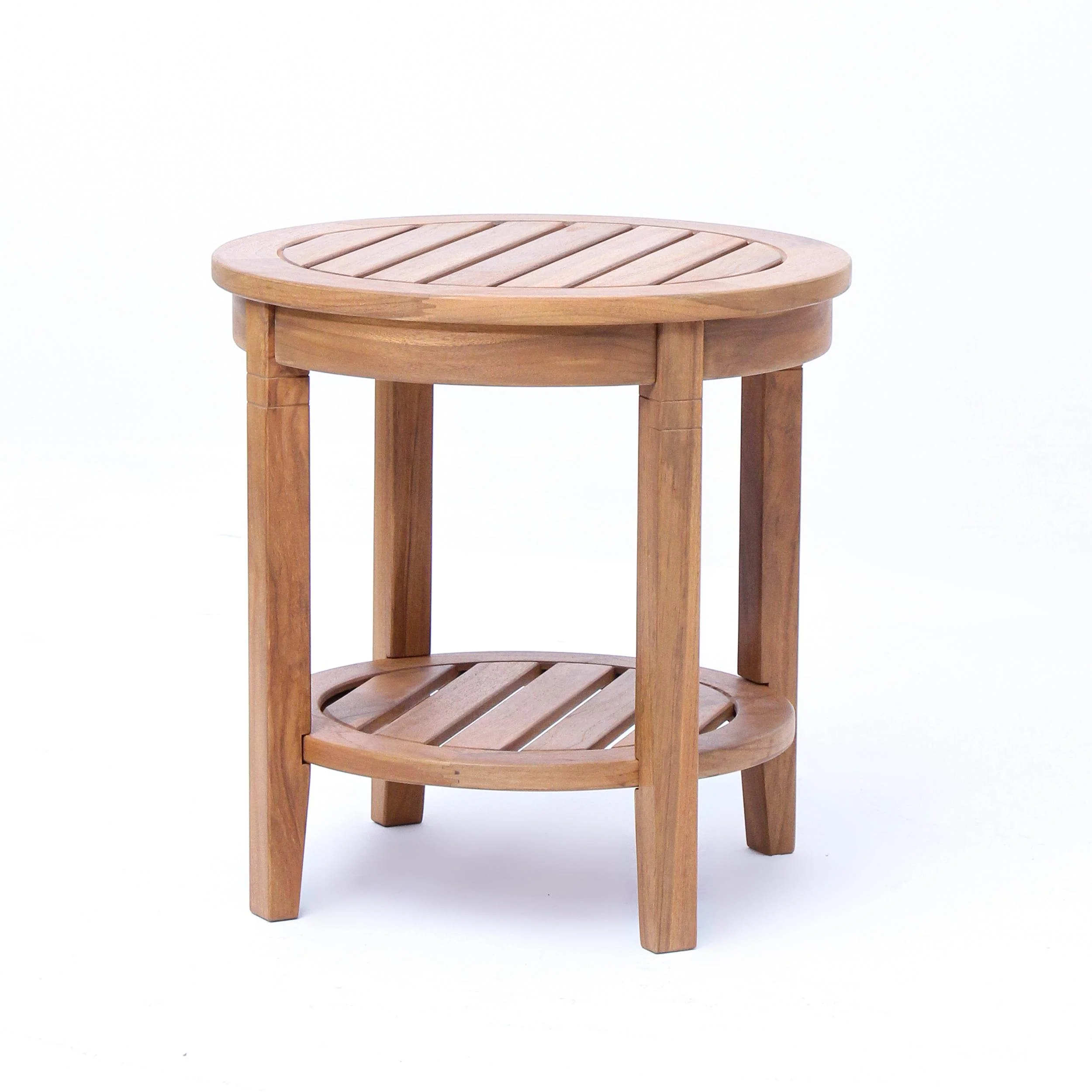 Richmond Teak Wood Outdoor Side Table with Shelf - Image 25