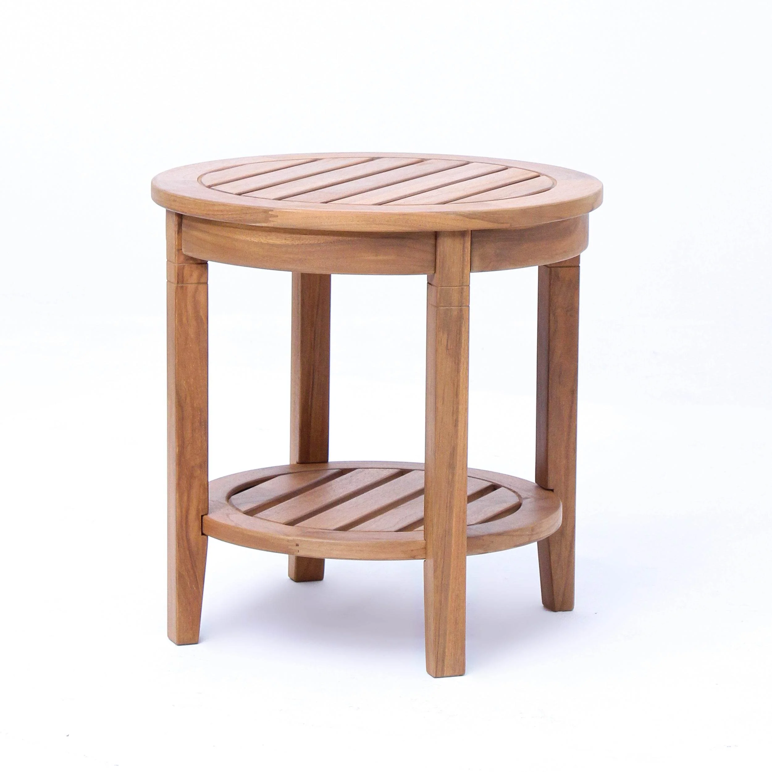 Richmond Teak Wood Outdoor Side Table with Shelf - Image 26
