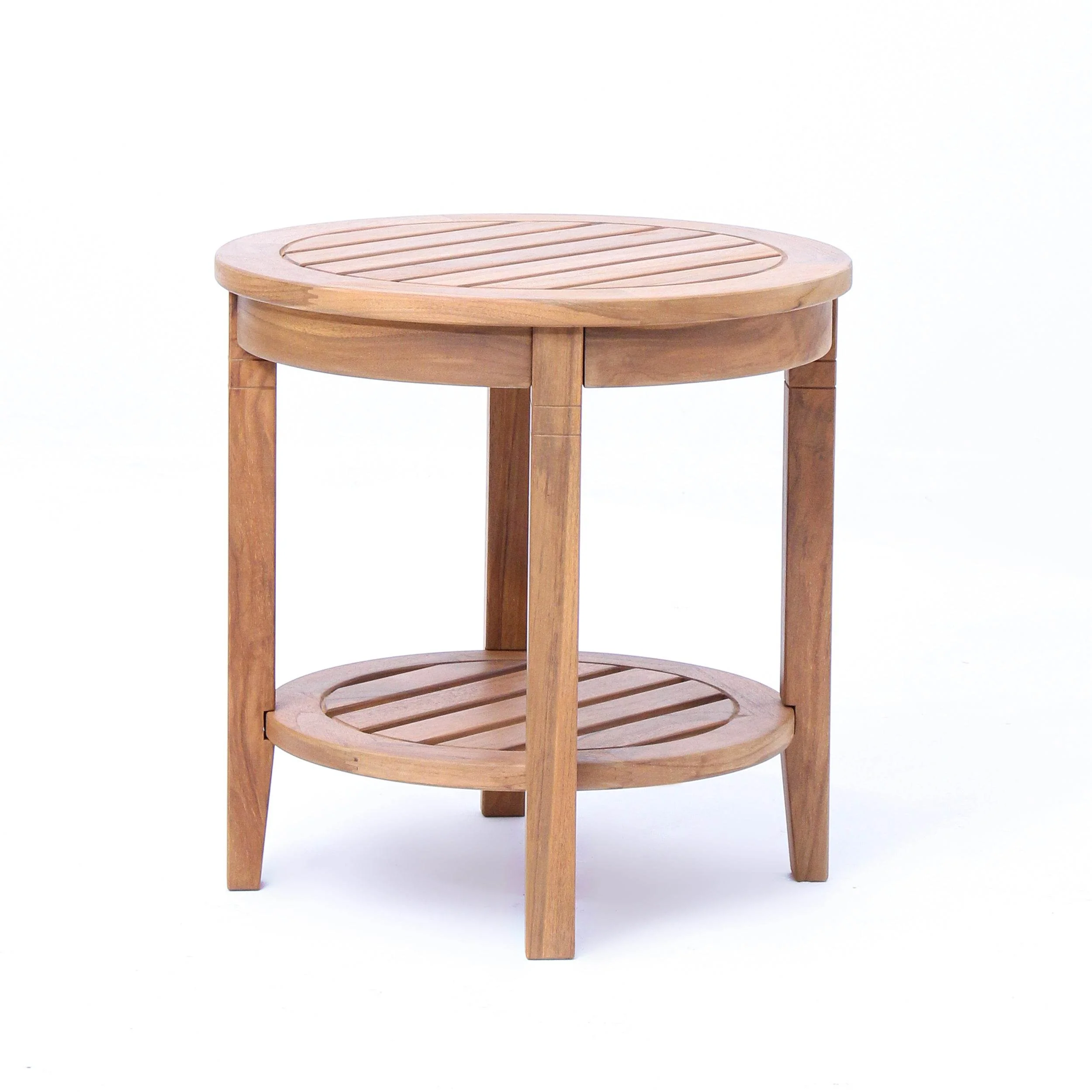 Richmond Teak Wood Outdoor Side Table with Shelf - Image 28