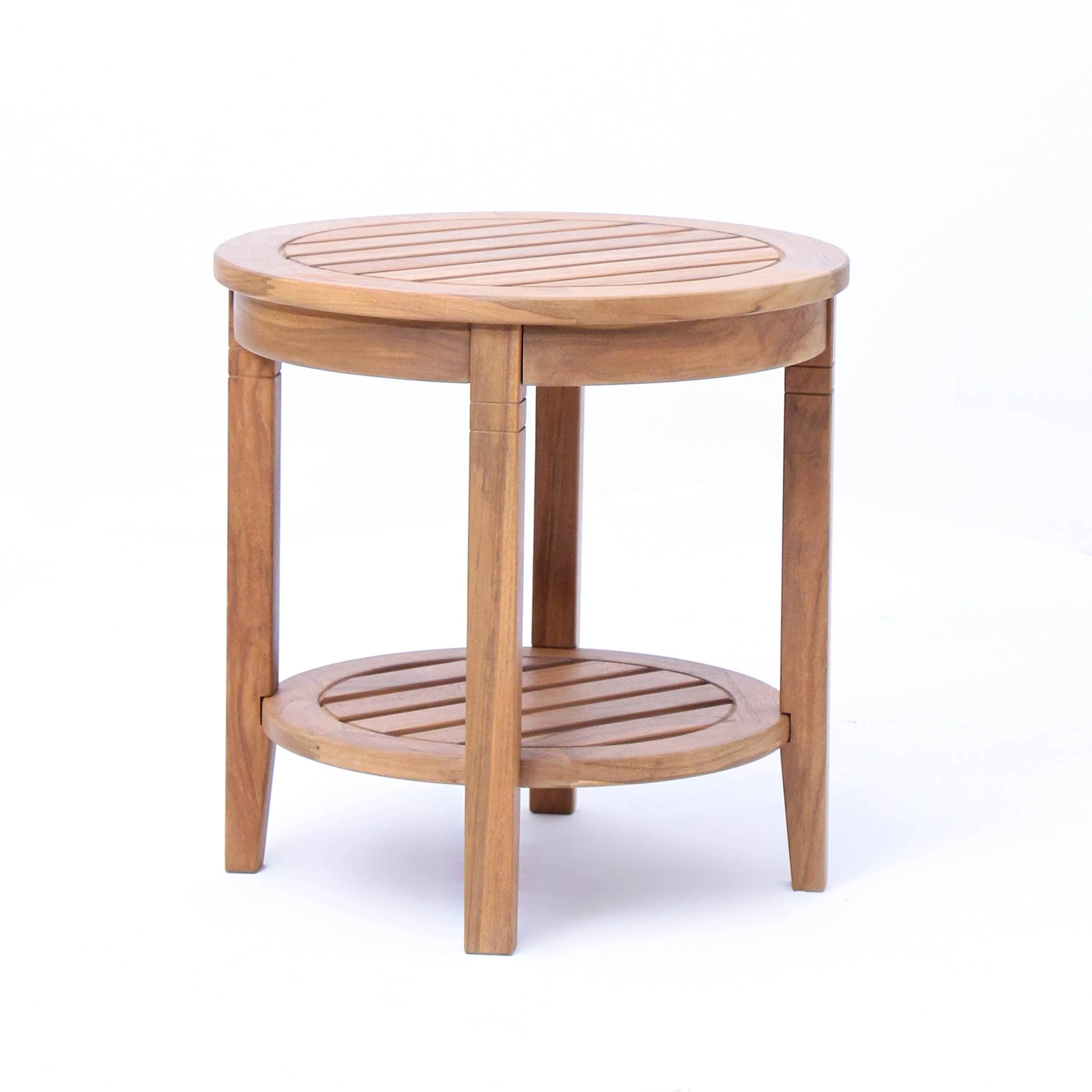 Richmond Teak Wood Outdoor Side Table with Shelf - Image 29