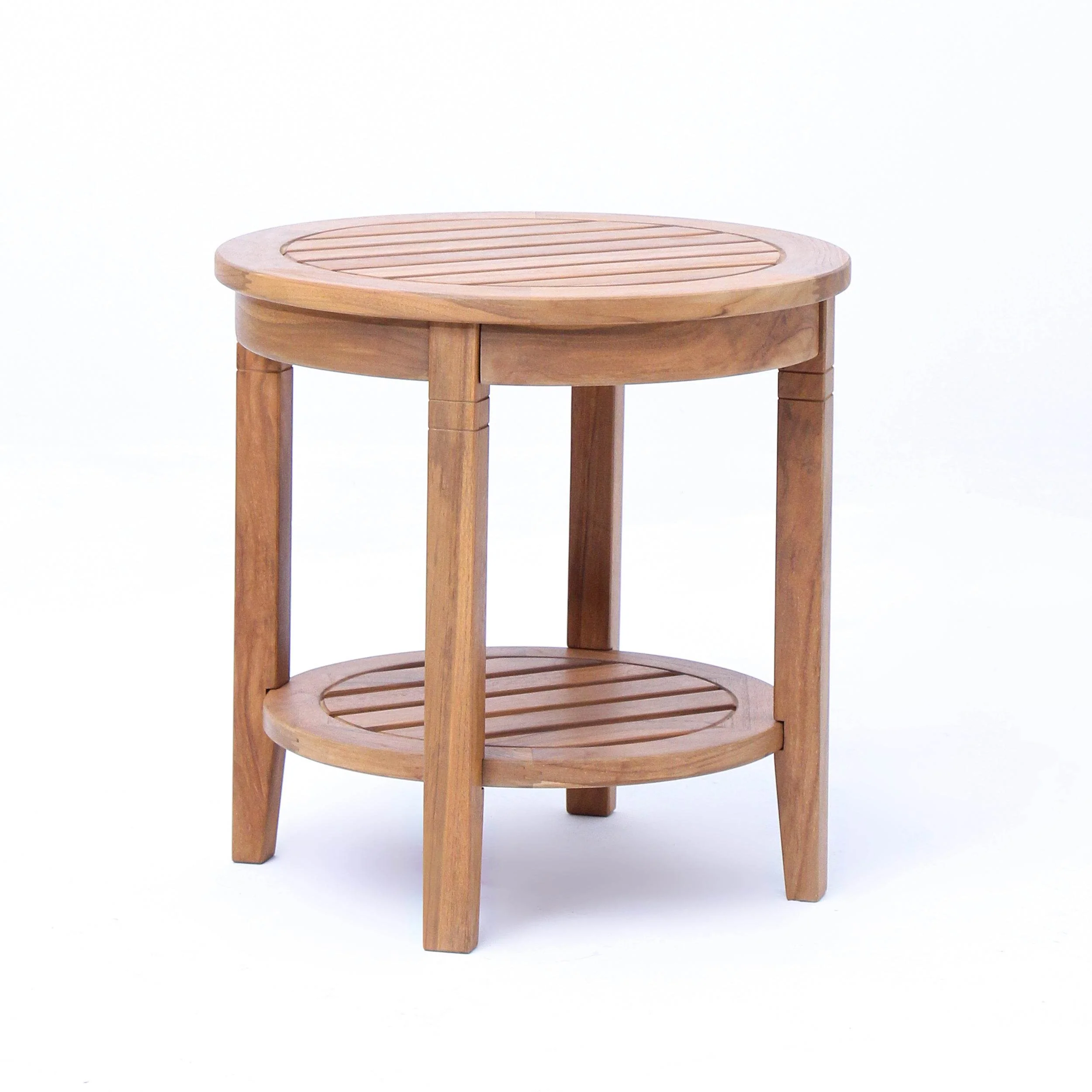 Richmond Teak Wood Outdoor Side Table with Shelf - Image 30