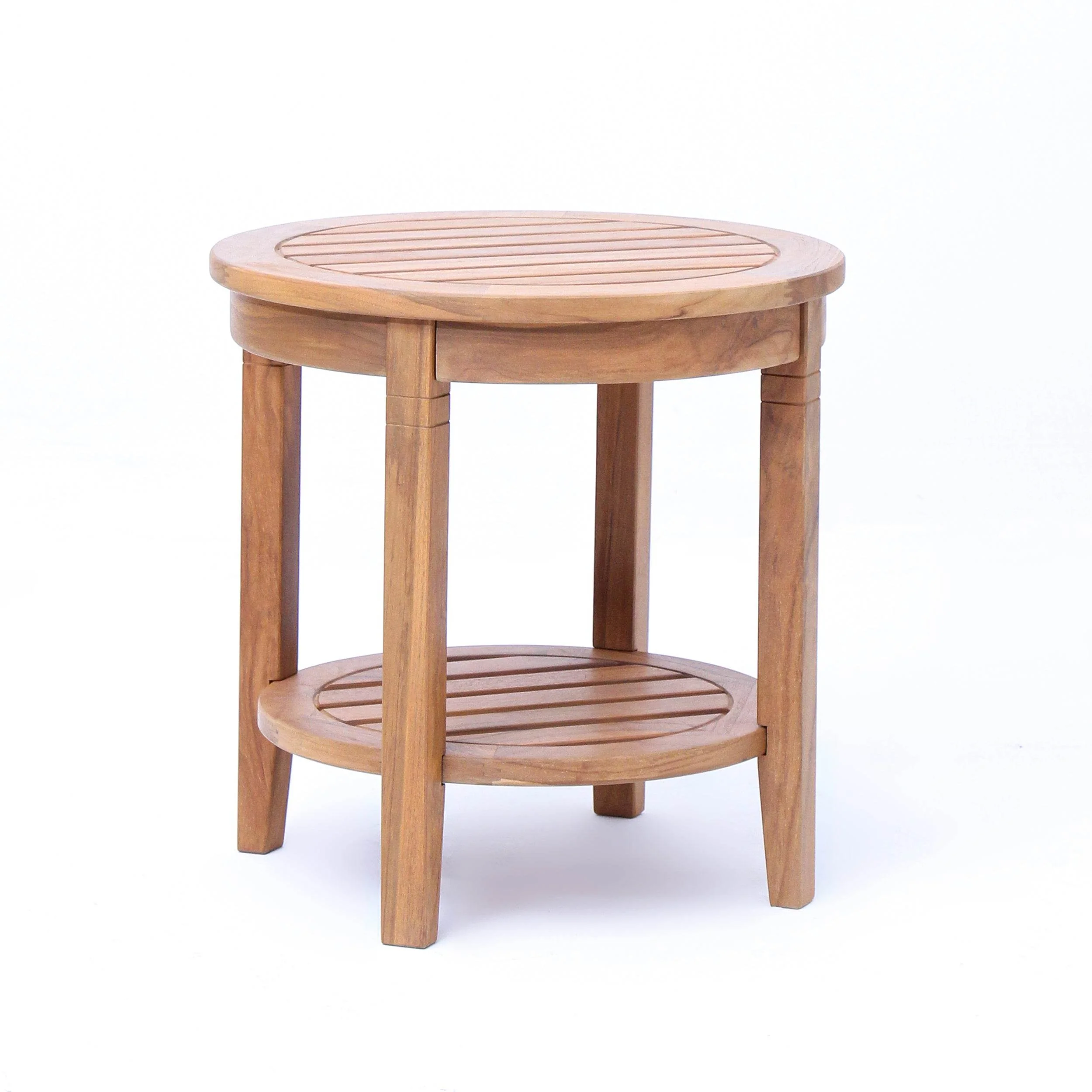 Richmond Teak Wood Outdoor Side Table with Shelf - Image 31