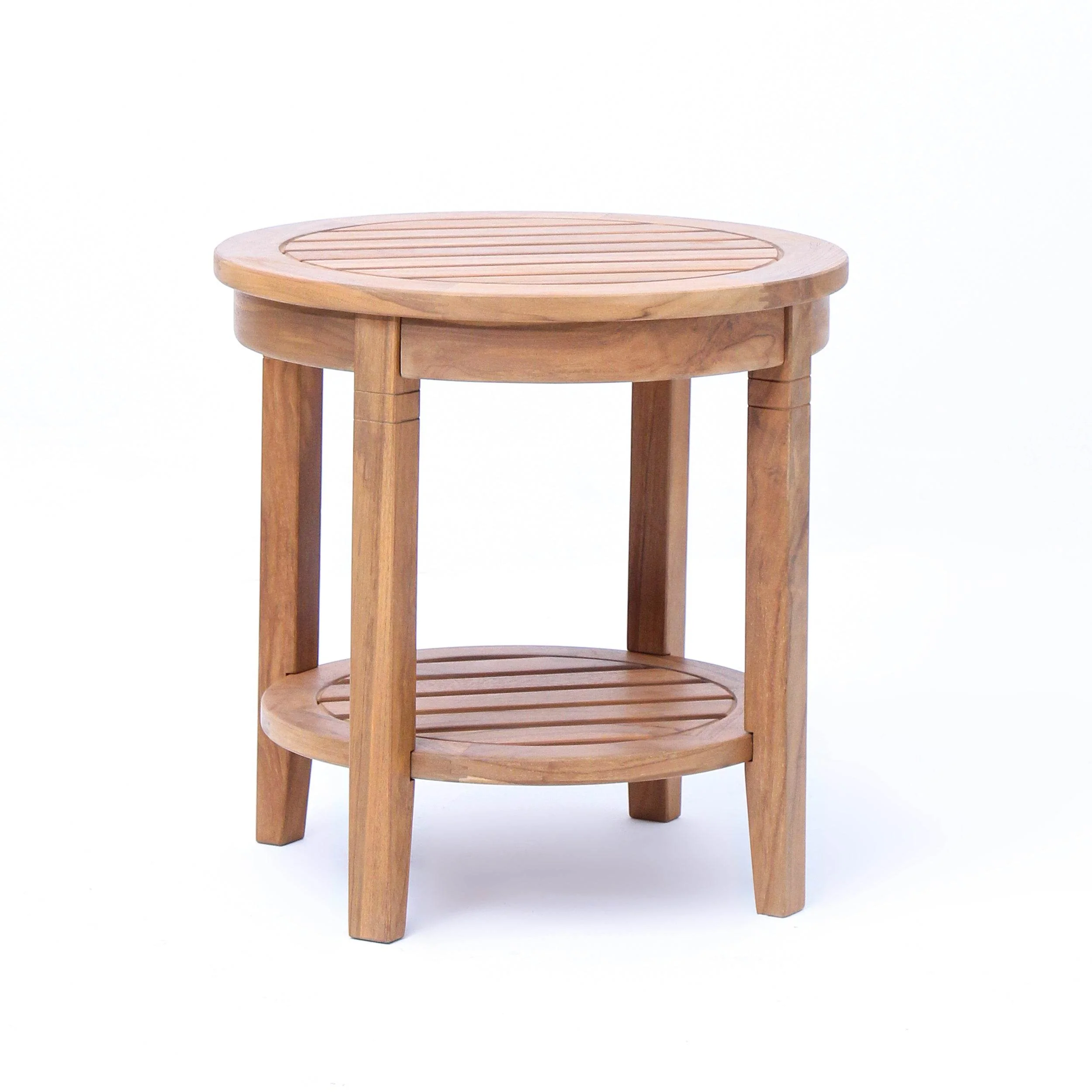 Richmond Teak Wood Outdoor Side Table with Shelf - Image 32